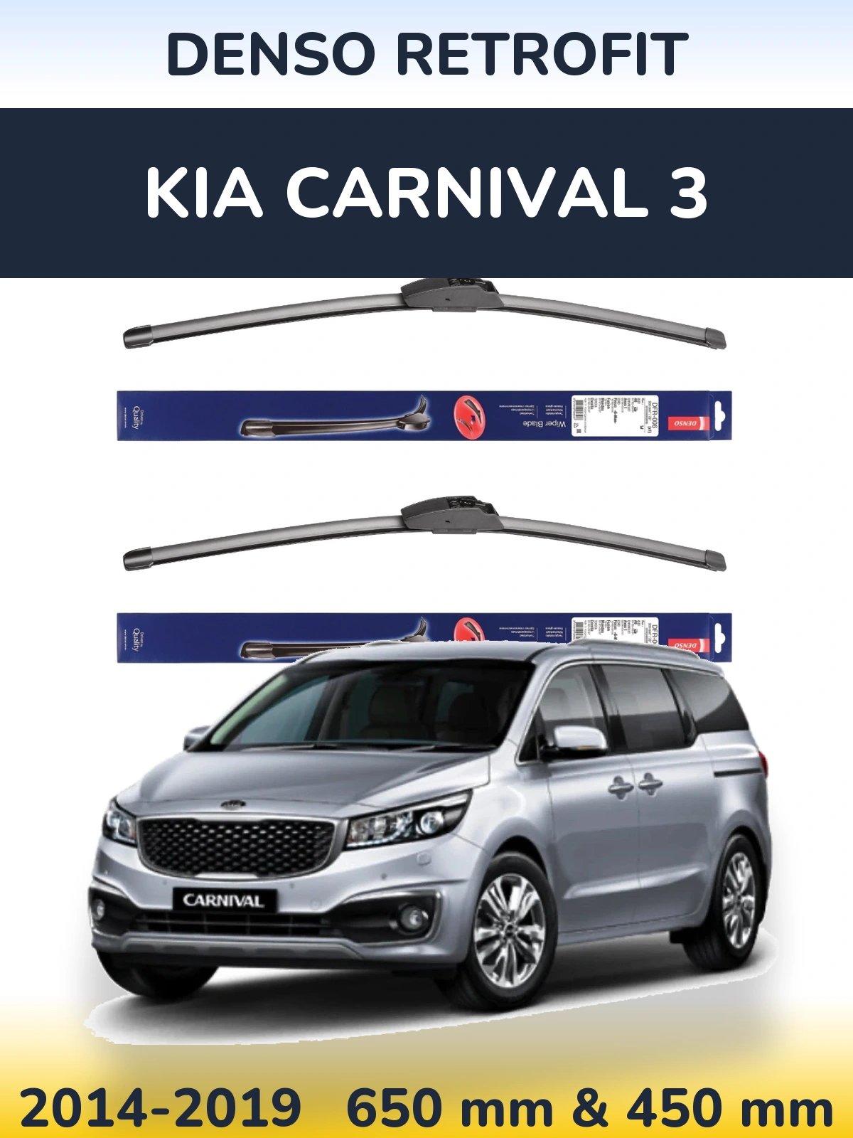 Komplet przednich wycieraczek Denso Retrofit 650 & 450 mm do KIA Carnival 3 2014-2019