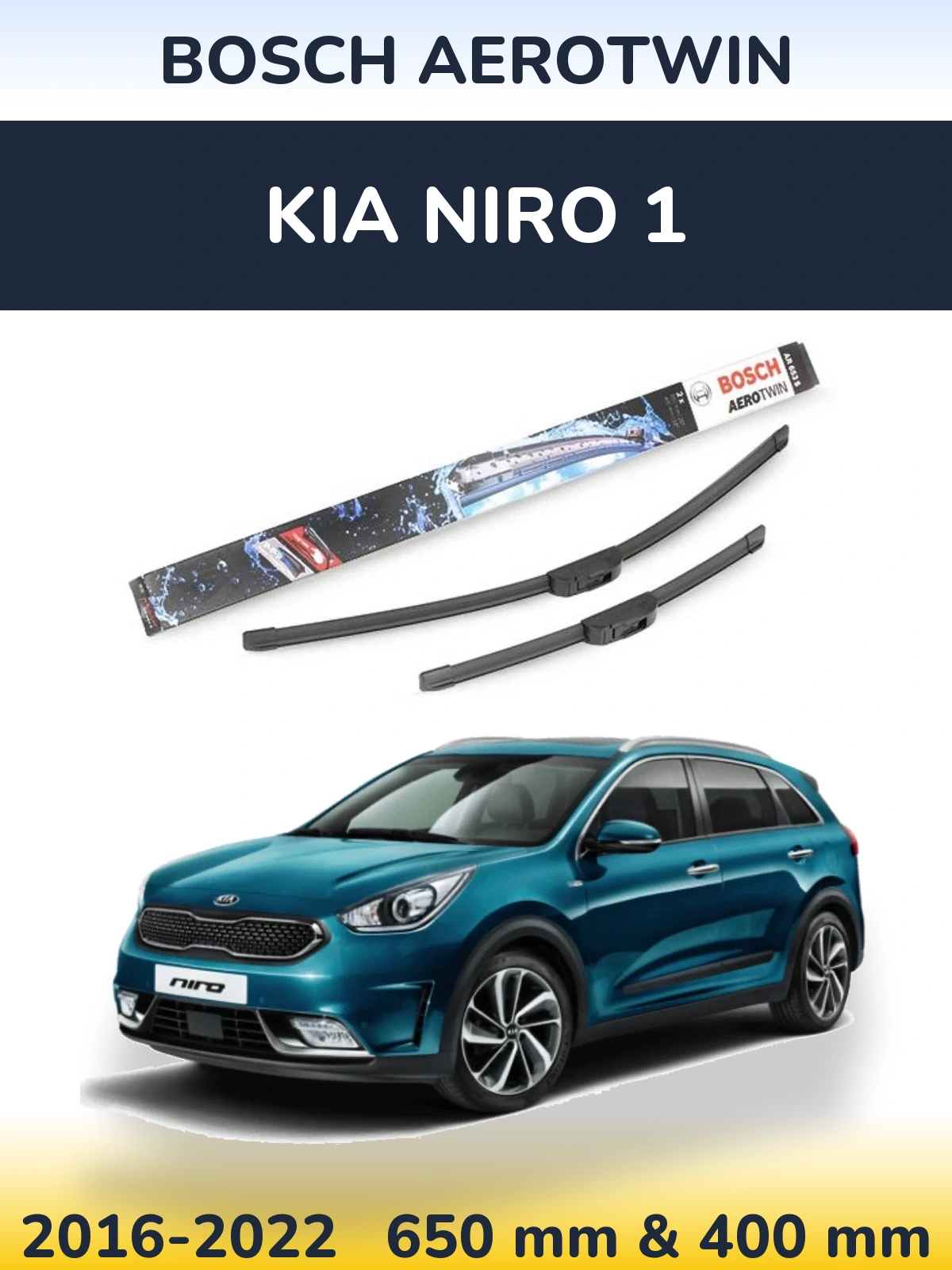 Комплект передніх щіток BOSCH AeroTwin 650 & 400 мм для KIA Niro 1 2016-2022