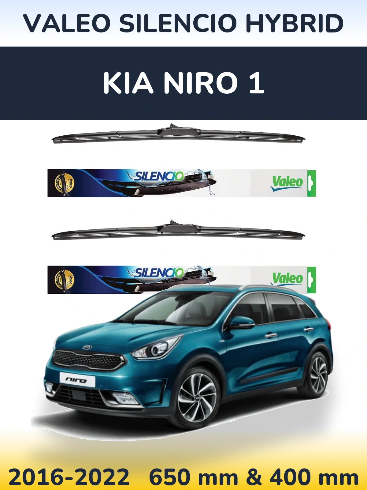 Комплект передних дворников Valeo Silencio Hybrid 650 & 400 мм для KIA Niro 1 2016-2022