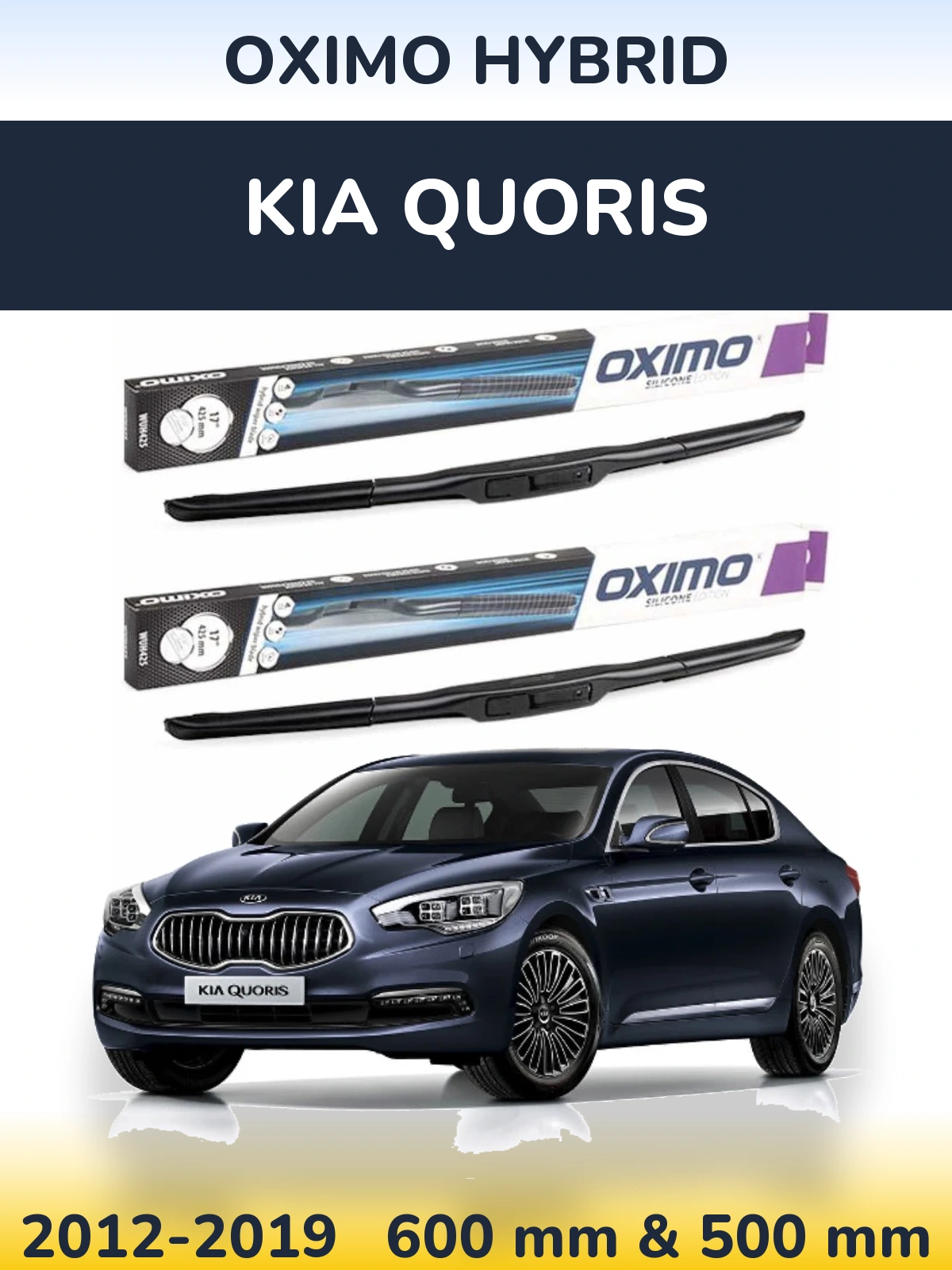 Komplet przednich wycieraczek Oximo Hybrid 600 & 500 mm do KIA Quoris 2012-2019