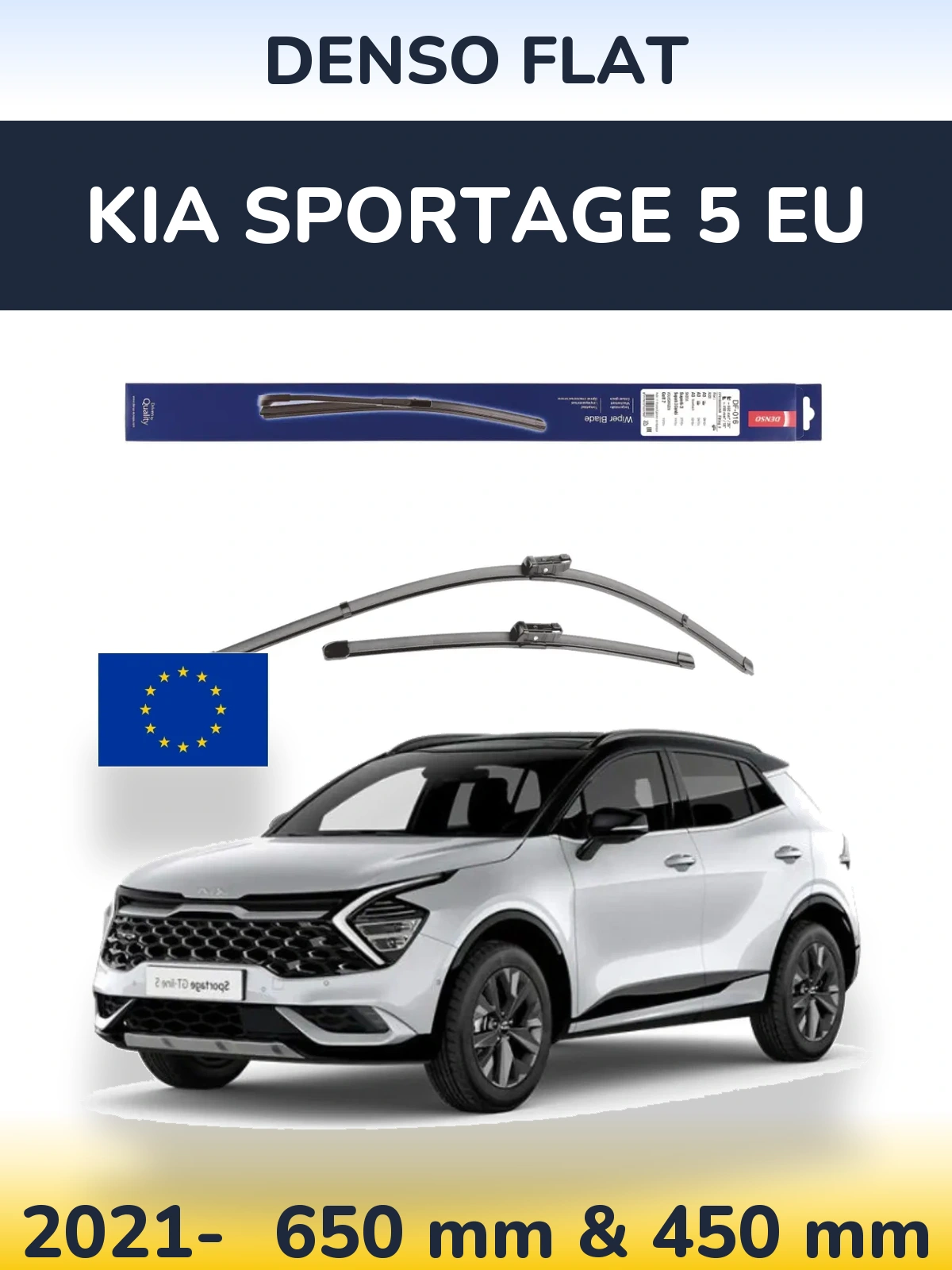 Komplet przednich wycieraczek Denso Flat 650 & 450 mm do KIA Sportage 5 EU 2021-2026