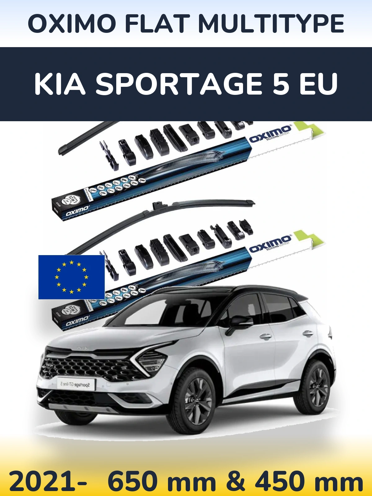 Komplet przednich wycieraczek Oximo Flat MultiType 650 & 450 mm do KIA Sportage 5 EU 2021-2026