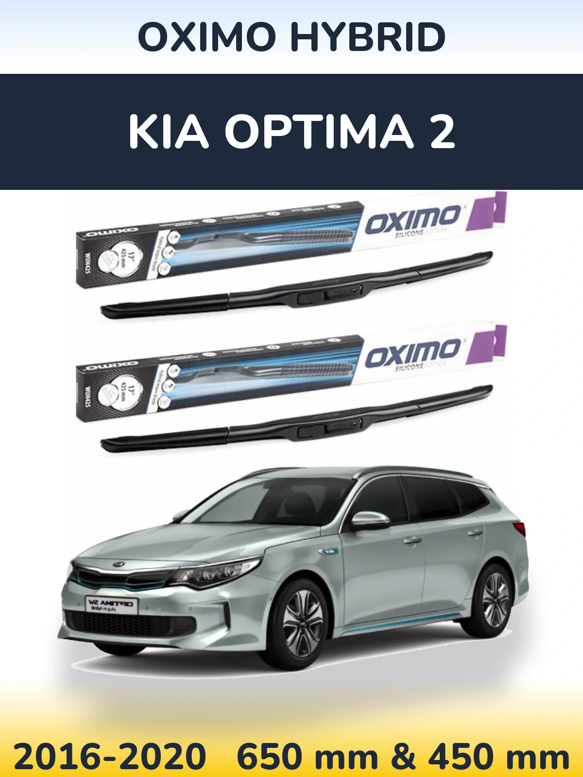 Front wiper blade set Oximo Hybrid 650 & 450 mm for KIA Optima 2 2016-2020