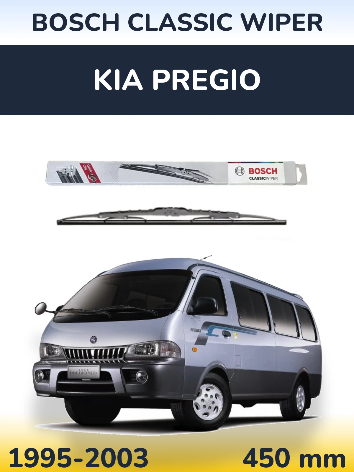 Rear wiper blade BOSCH Classic Wiper 450 mm for KIA Pregio 1995-2003