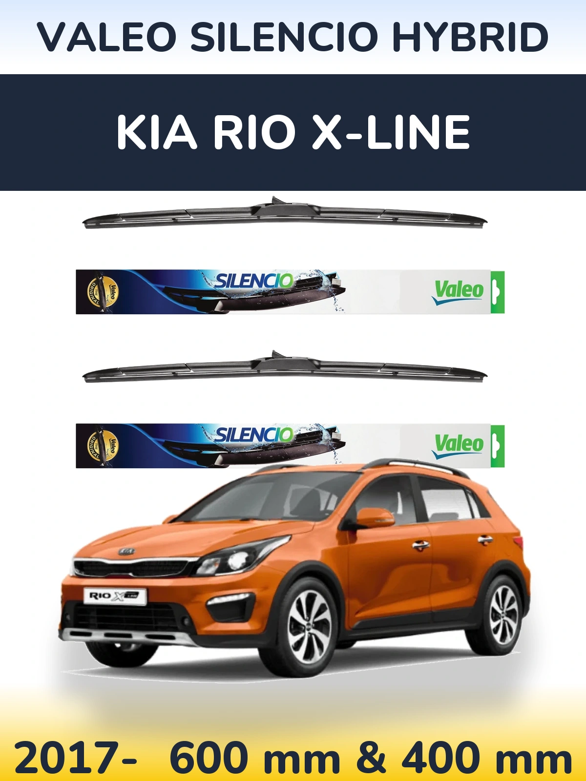 Komplet przednich wycieraczek Valeo Silencio Hybrid 600 & 400 mm do KIA Rio X-Line 2017-2026