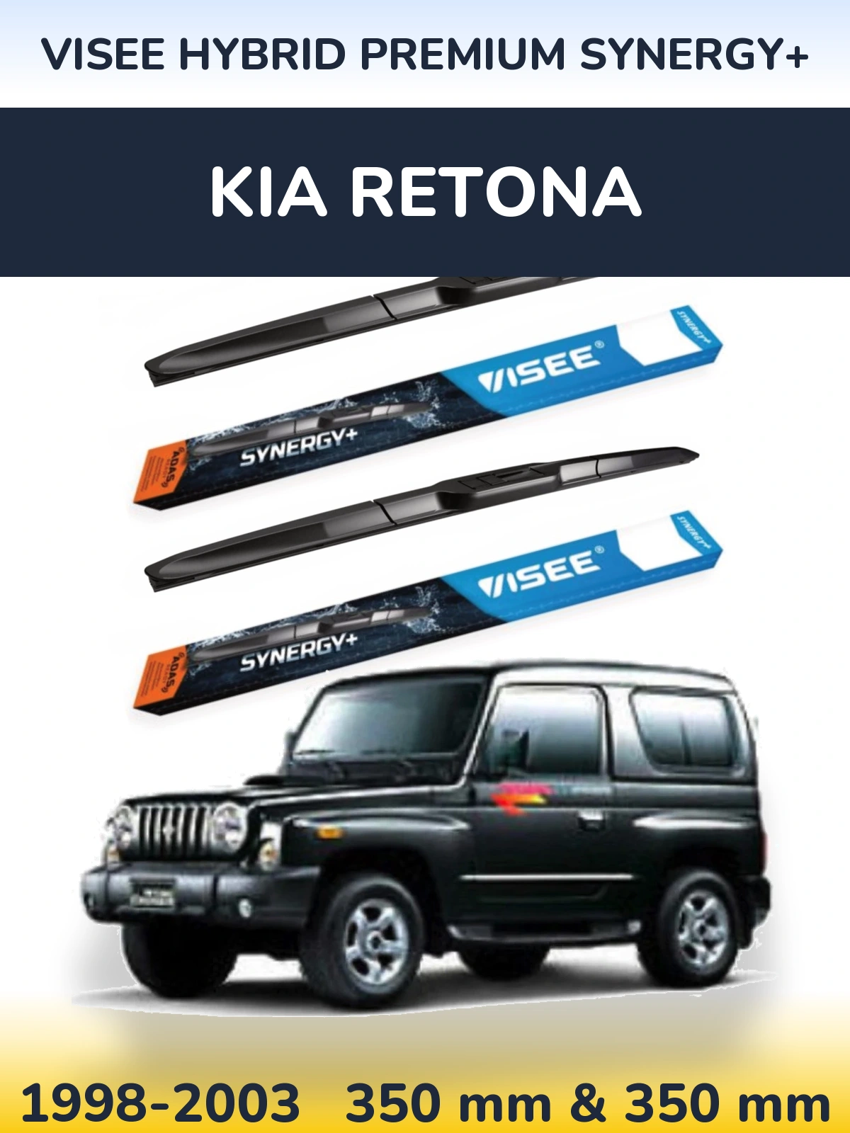 Komplet przednich wycieraczek VISEE HYBRID PREMIUM SYNERGY+ 350 & 350 mm do KIA Retona 1998-2003