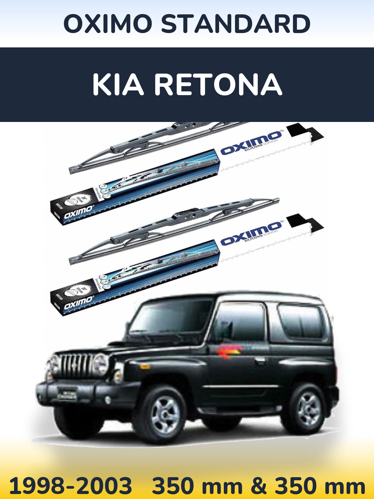 Front wiper blade set Oximo Standard 350 & 350 mm for KIA Retona 1998-2003