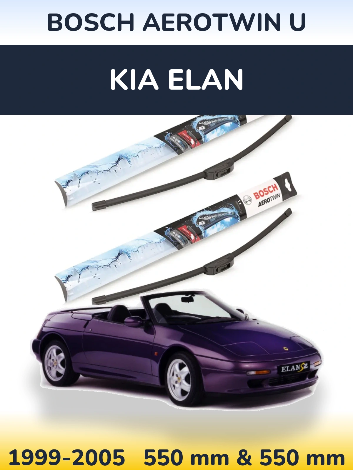 Komplet przednich wycieraczek BOSCH AeroTwin U 550 & 550 mm do KIA Elan 1999-2005