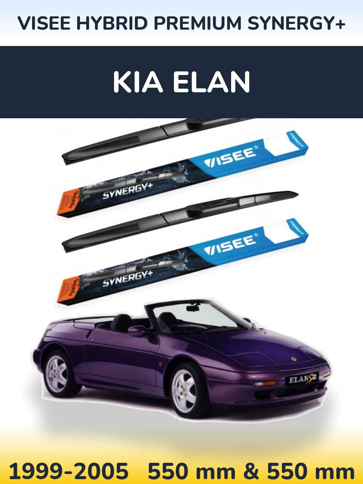 Komplet przednich wycieraczek VISEE HYBRID PREMIUM SYNERGY+ 550 & 550 mm do KIA Elan 1999-2005