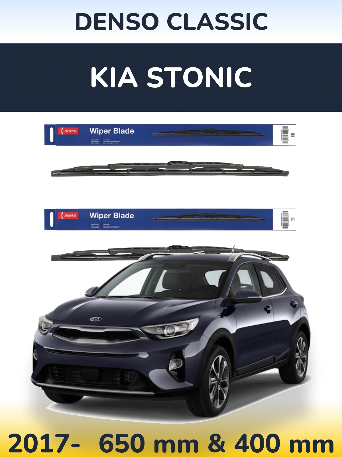 Komplet przednich wycieraczek Denso Classic 650 & 400 mm do KIA Stonic 2017-2026
