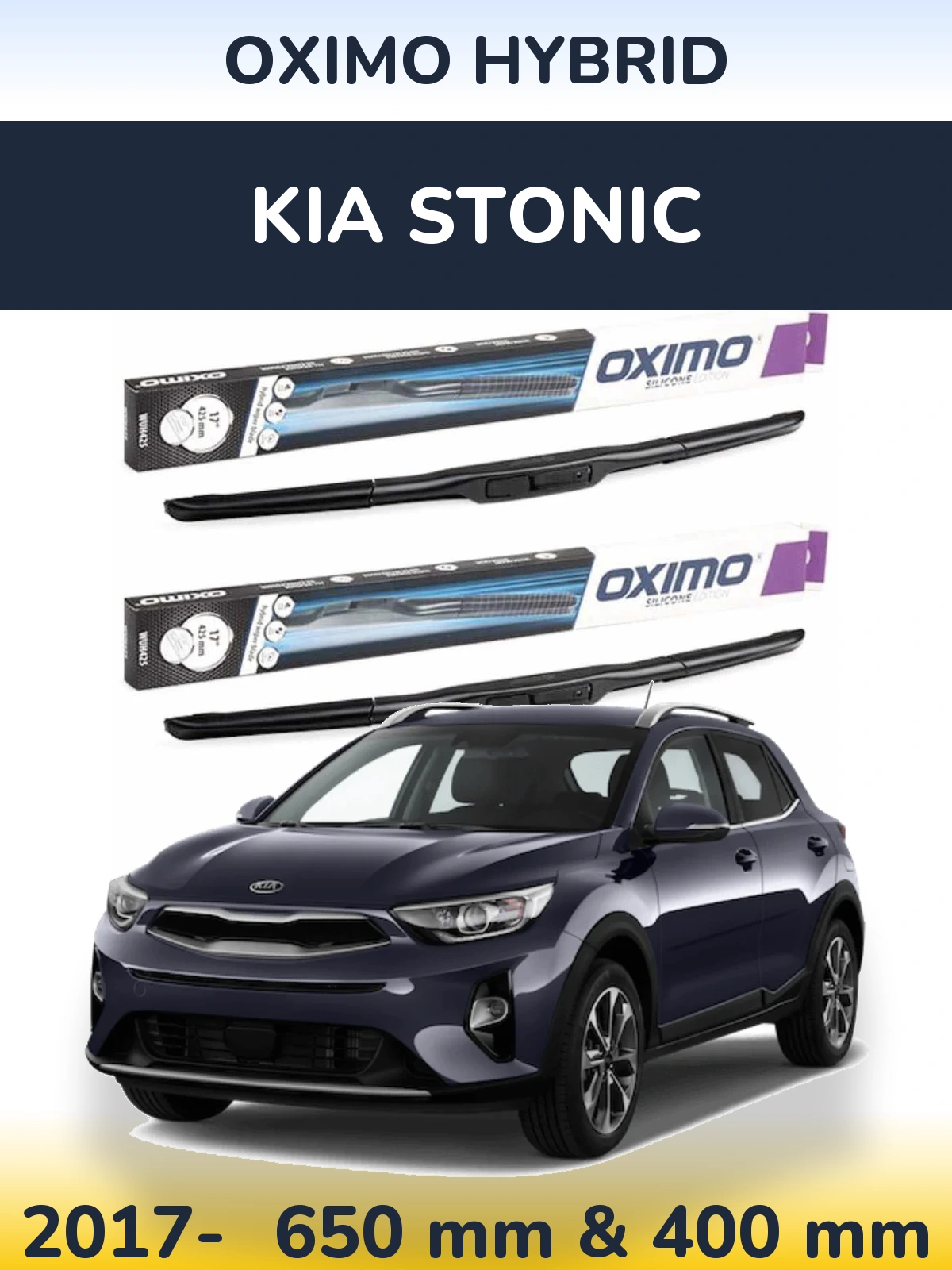Комплект передних дворников Oximo Hybrid 650 & 400 мм для KIA Stonic 2017-2026