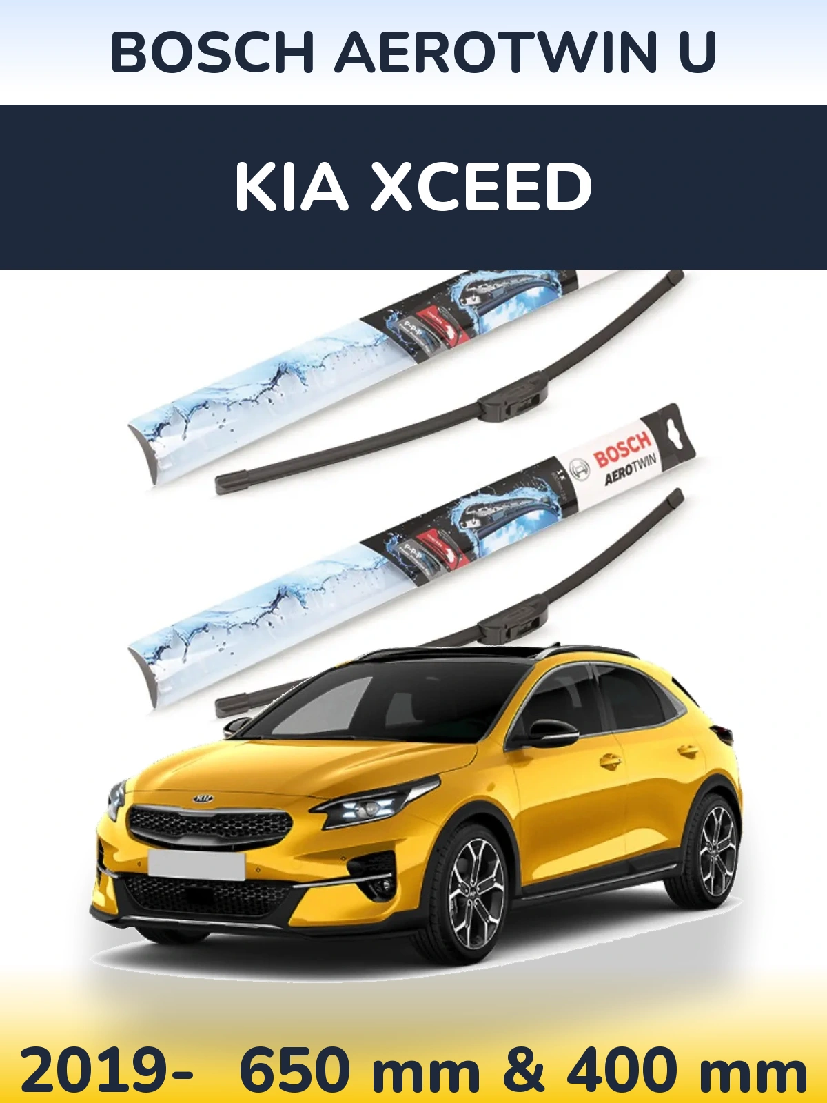 Komplet przednich wycieraczek BOSCH AeroTwin U 650 & 400 mm do KIA XCeed 2019-2026
