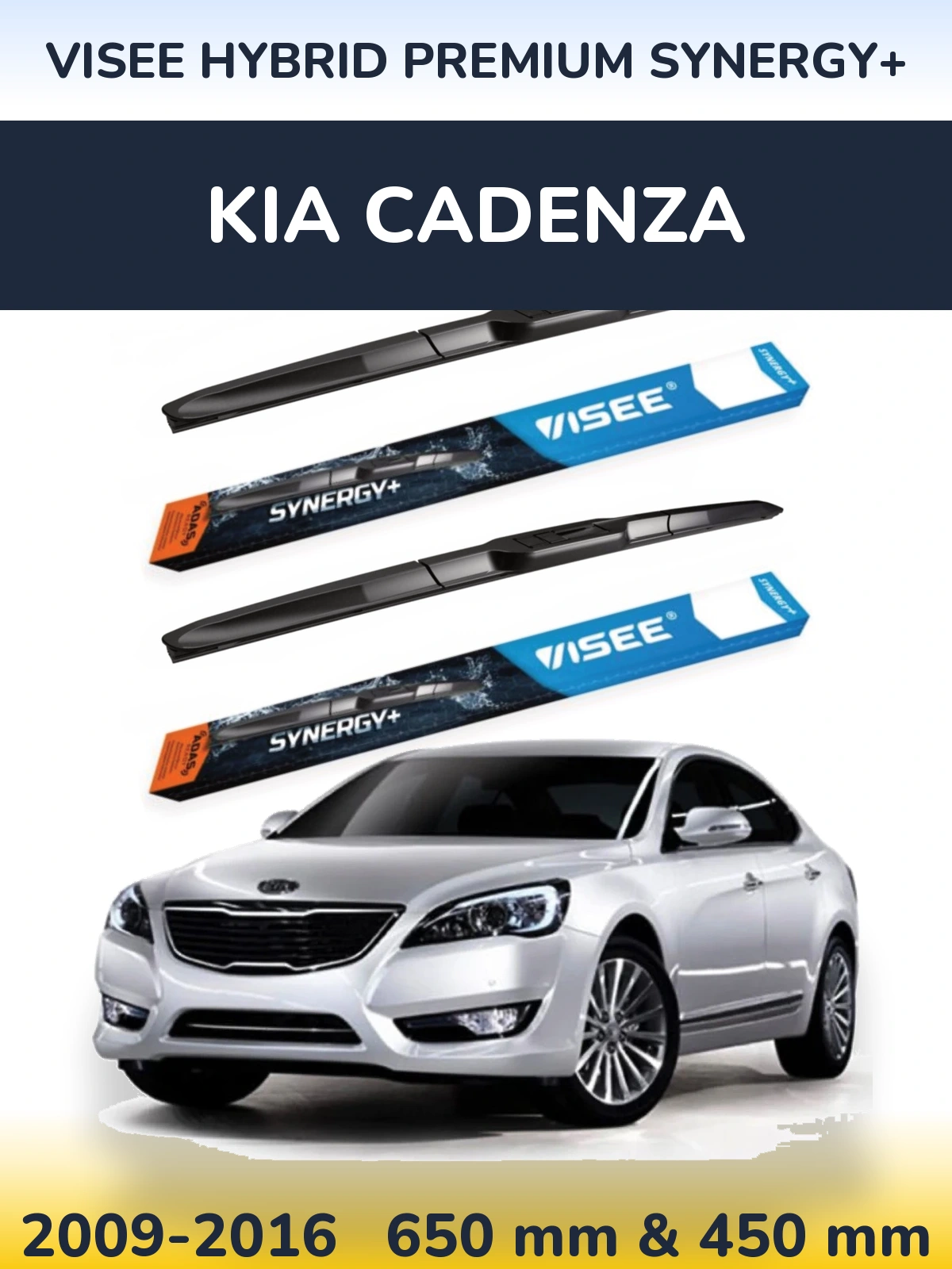 Komplet przednich wycieraczek VISEE HYBRID PREMIUM SYNERGY+ 650 & 450 mm do KIA Cadenza 2009-2016