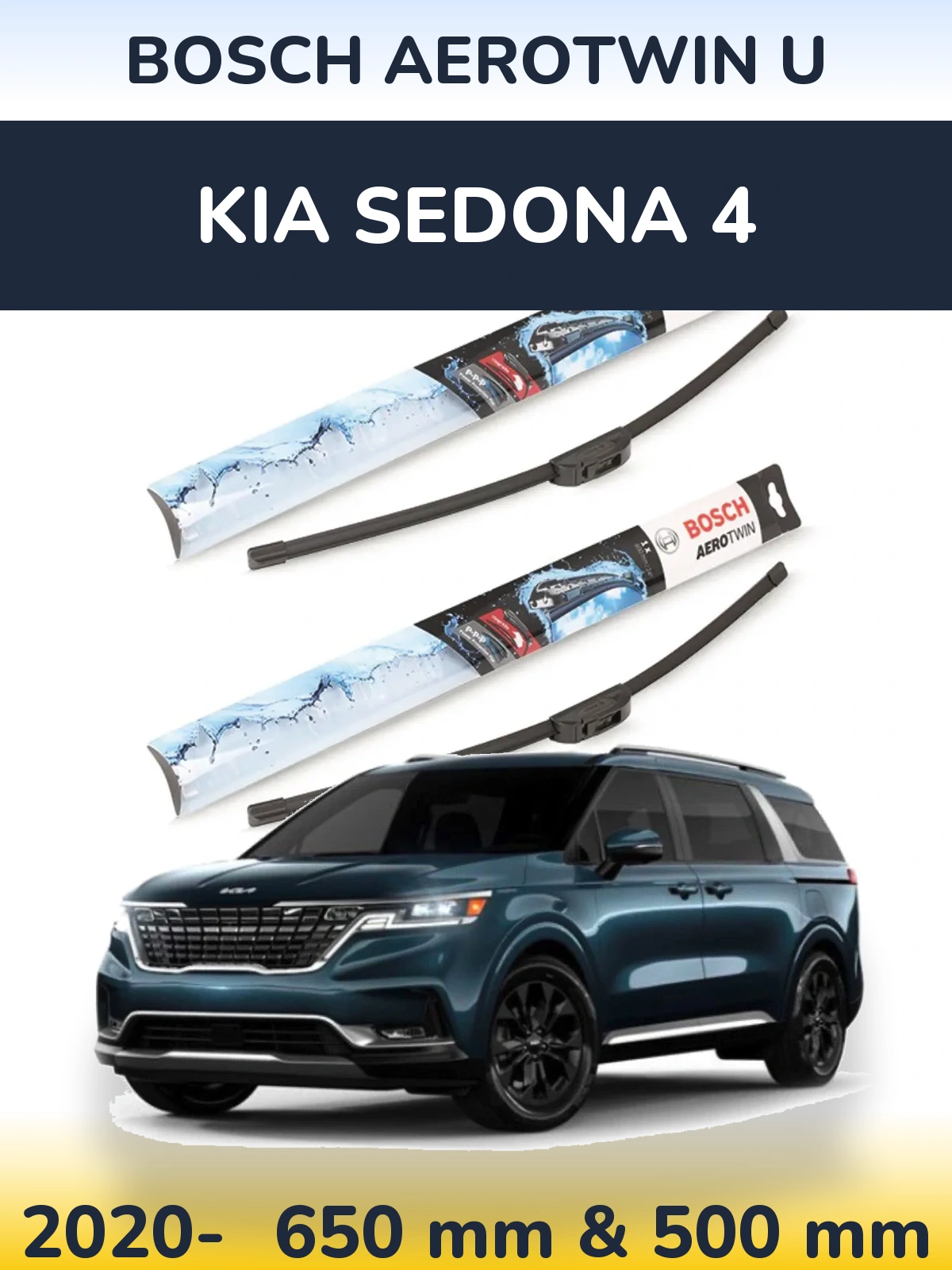 Komplet przednich wycieraczek BOSCH AeroTwin U 650 & 500 mm do KIA Sedona 4 2020-2026