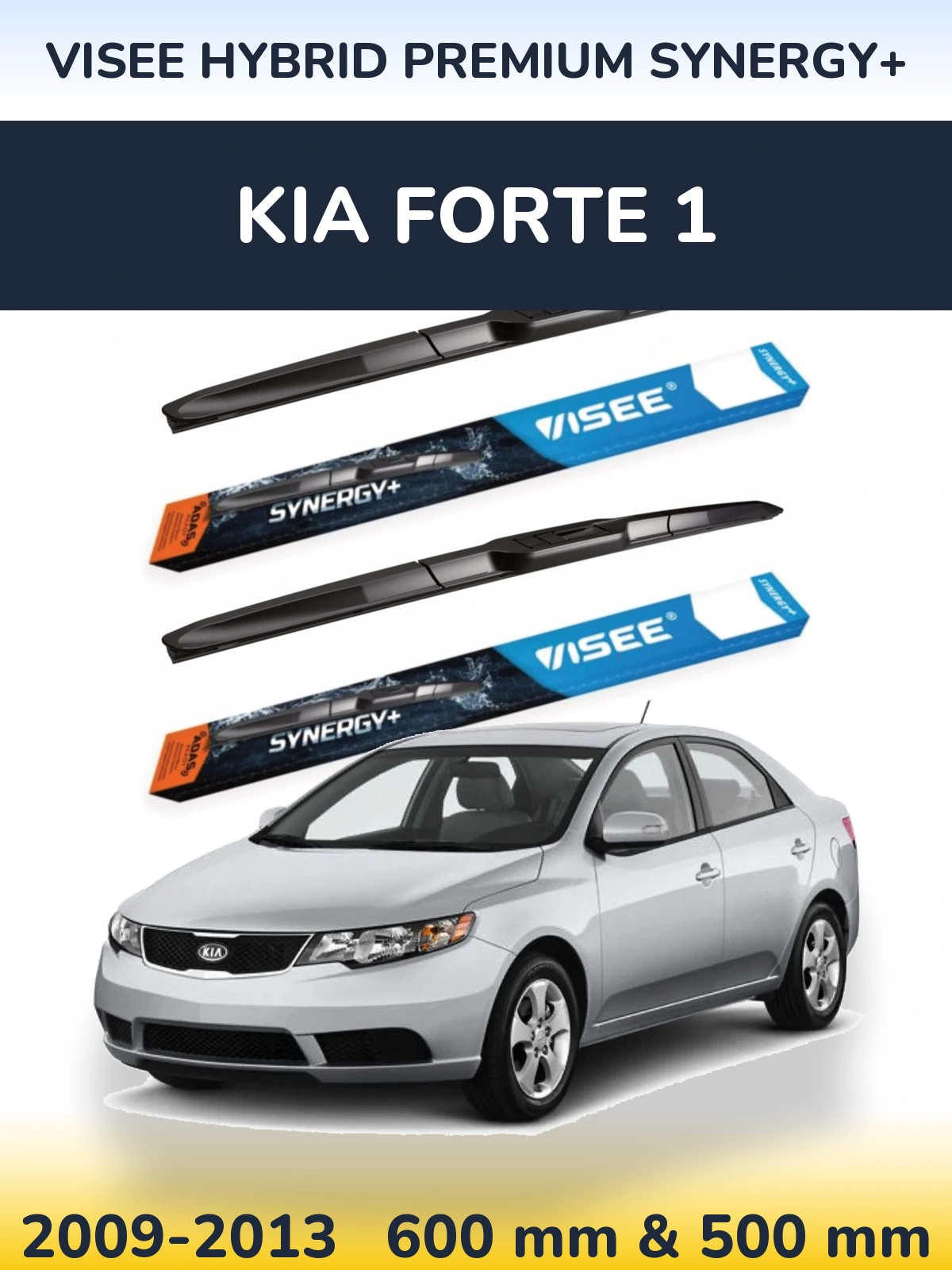 Комплект передних дворников VISEE HYBRID PREMIUM SYNERGY+ 600 & 500 мм для KIA Forte 1 2009-2013
