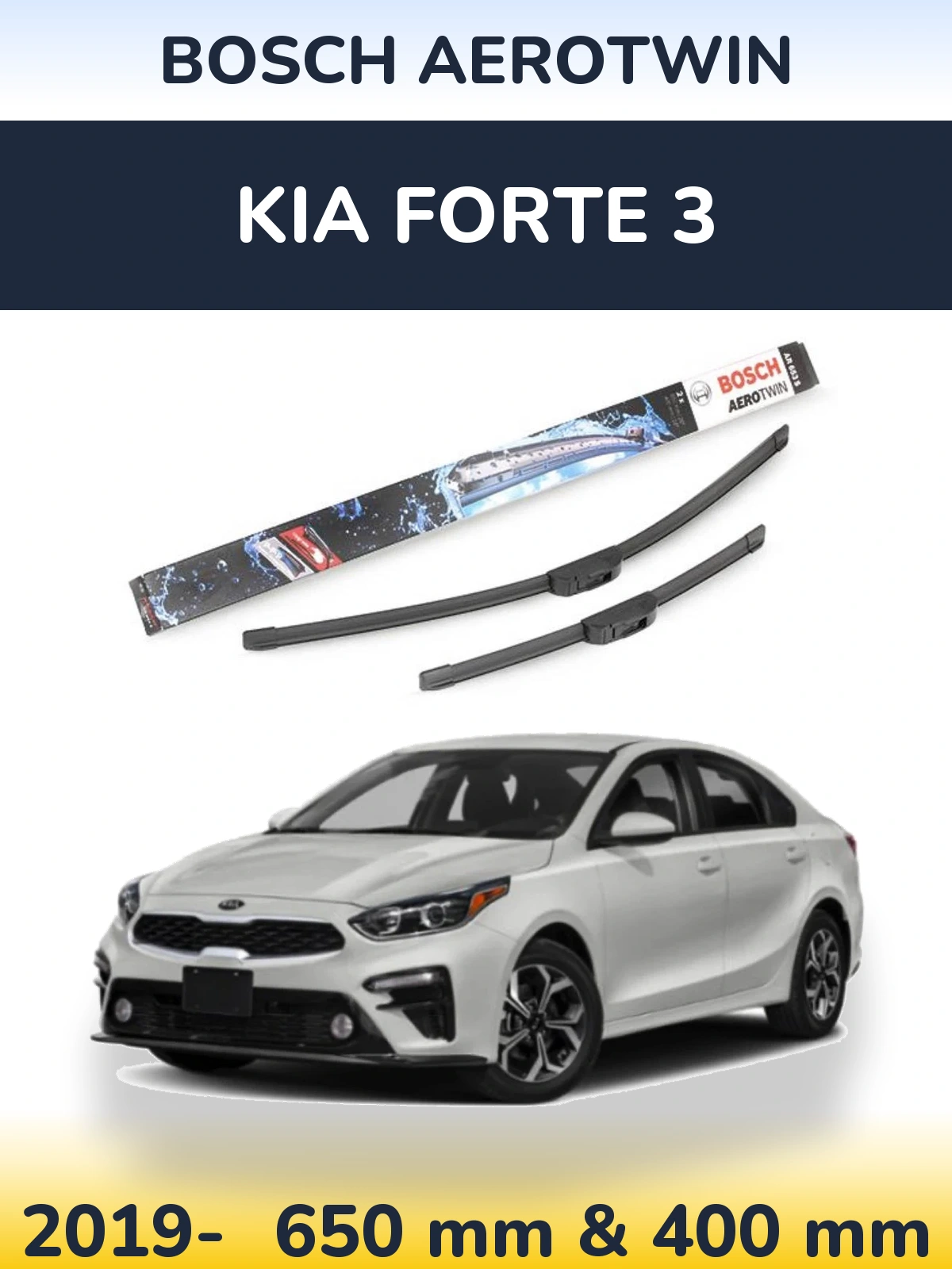 Komplet przednich wycieraczek BOSCH AeroTwin 650 & 400 mm do KIA Forte 3 2019-2026