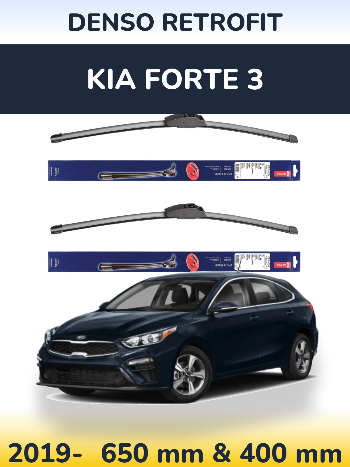 Komplet przednich wycieraczek Denso Retrofit 650 & 400 mm do KIA Forte 3 2019-2026