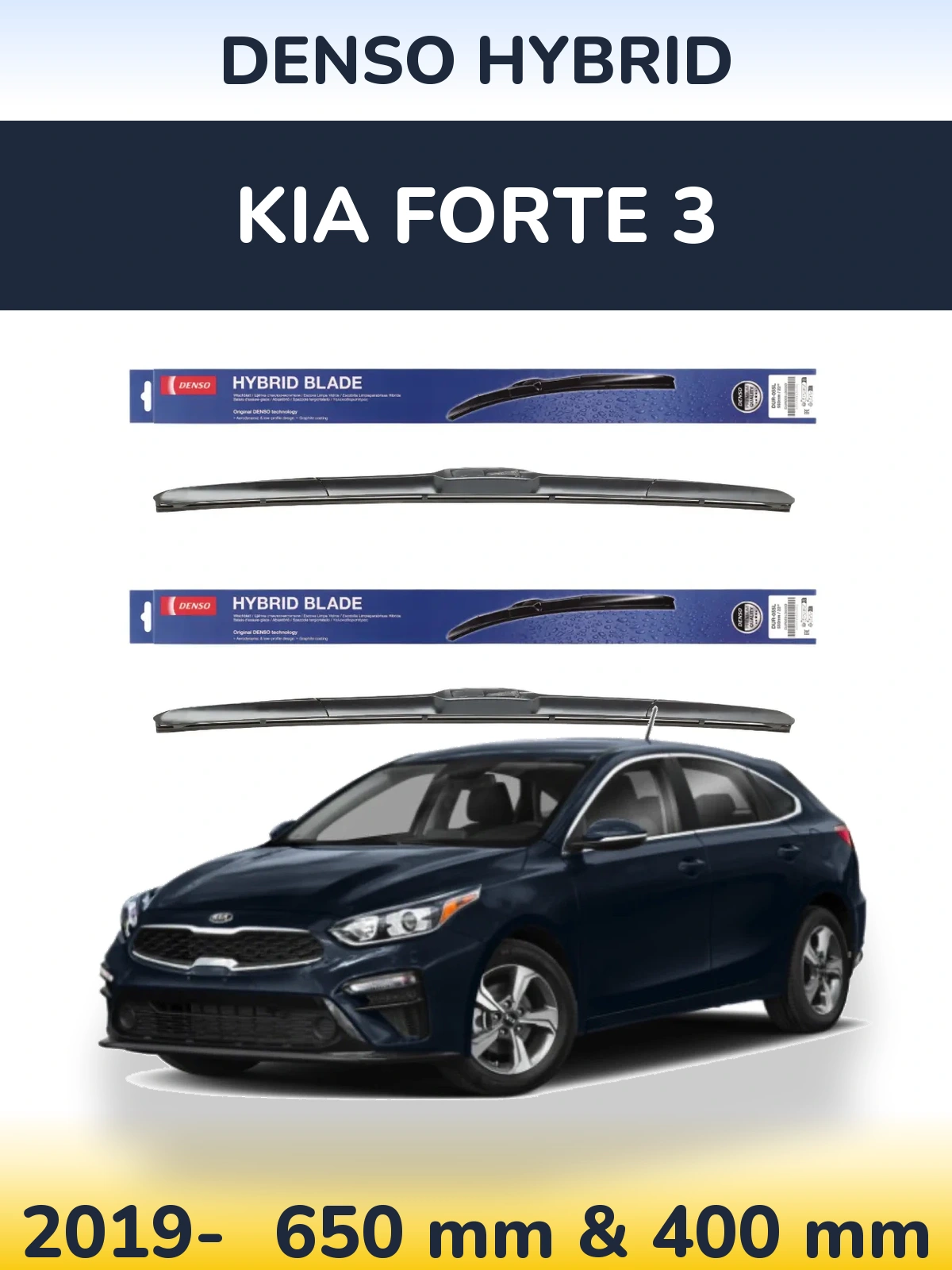 Komplet przednich wycieraczek Denso Hybrid 650 & 400 mm do KIA Forte 3 2019-2026