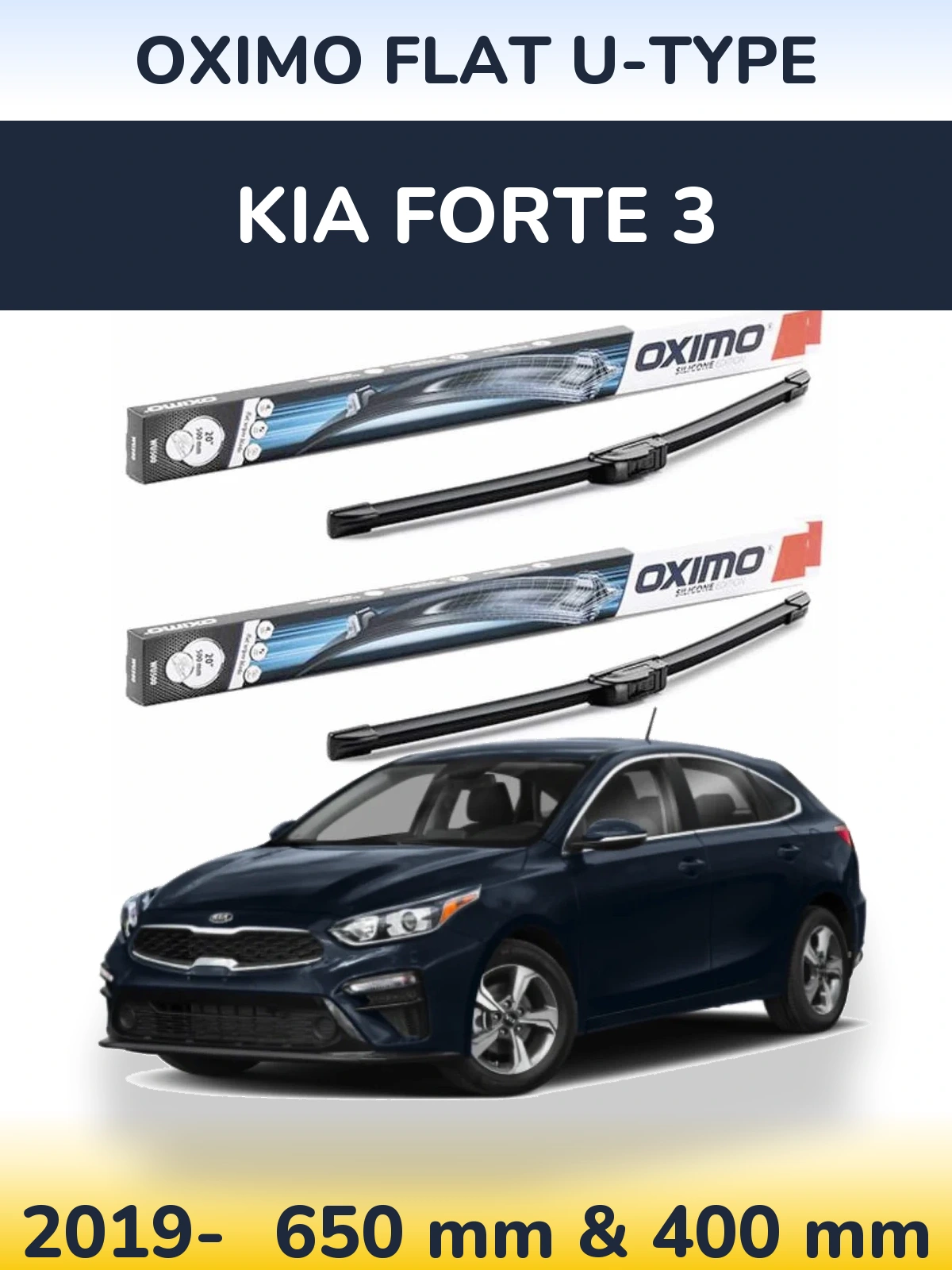 Komplet przednich wycieraczek Oximo Flat U-type 650 & 400 mm do KIA Forte 3 2019-2026