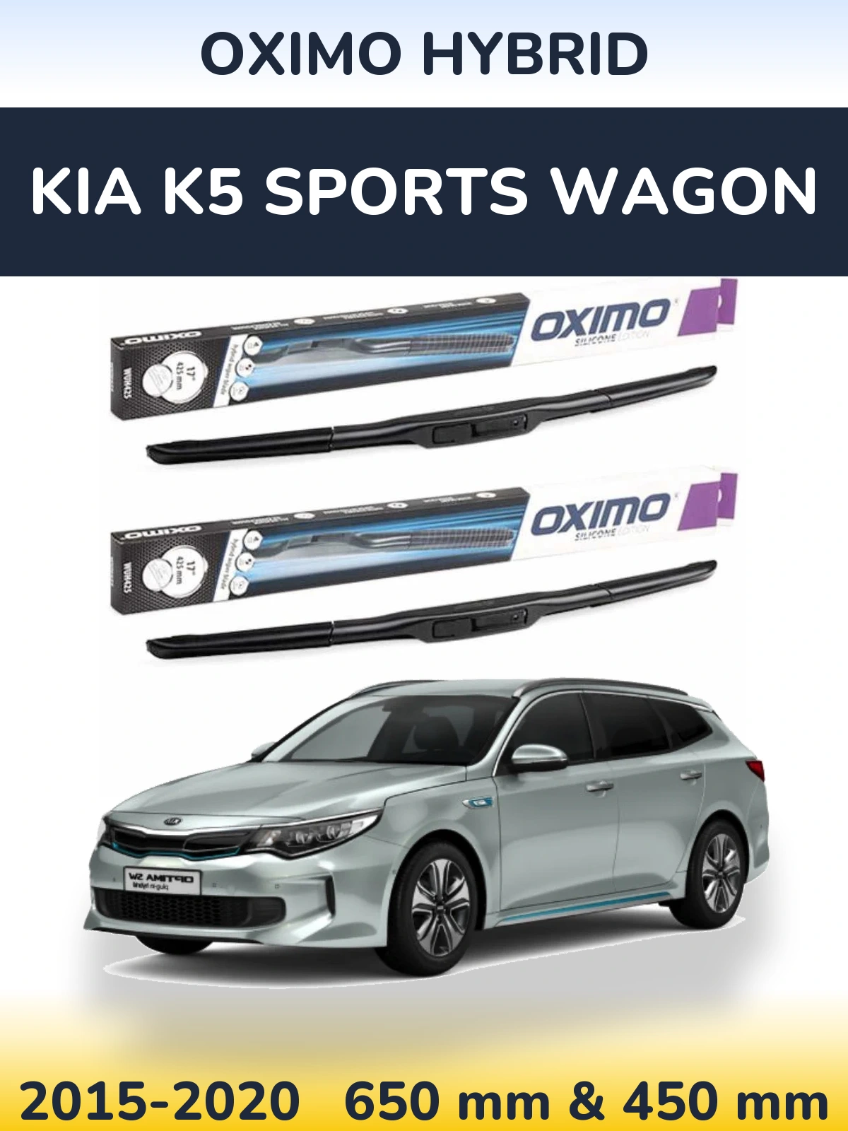 Komplet przednich wycieraczek Oximo Hybrid 650 & 450 mm do KIA K5 Sports Wagon 2015-2020
