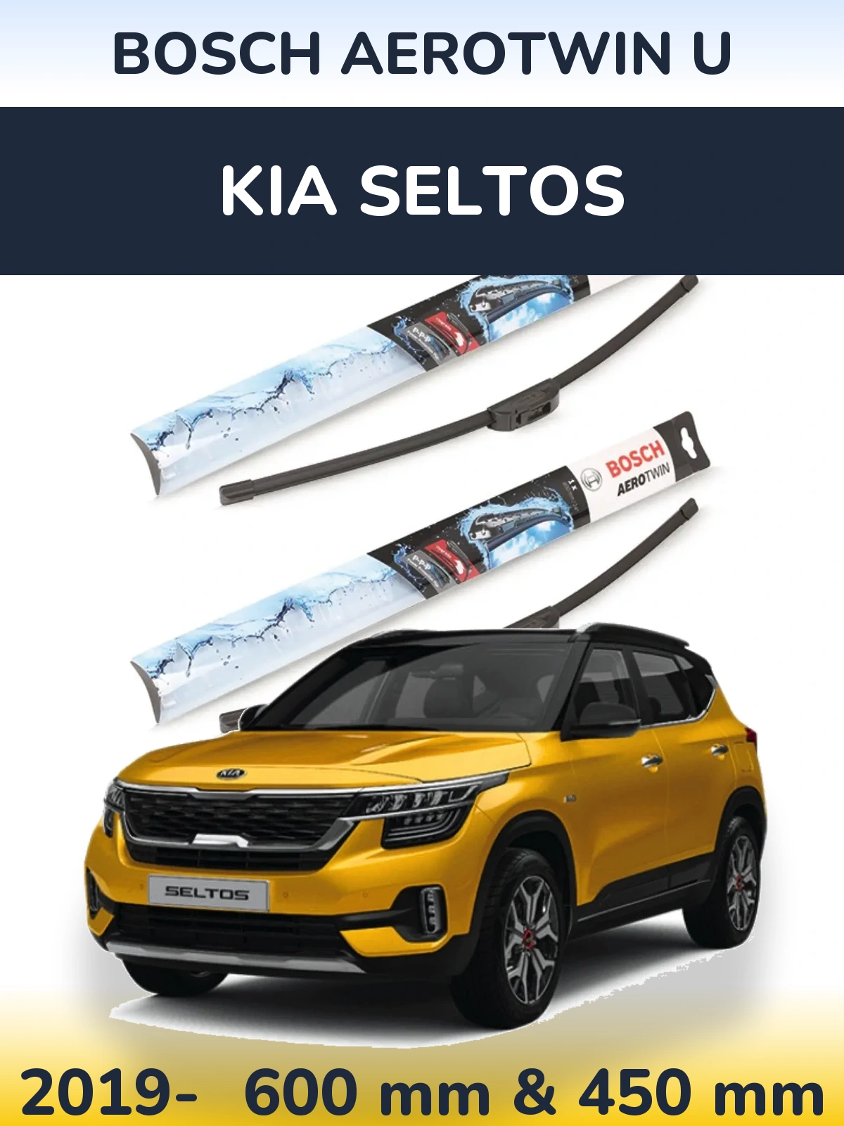 Komplet przednich wycieraczek BOSCH AeroTwin U 600 & 450 mm do KIA Seltos 2019-2026