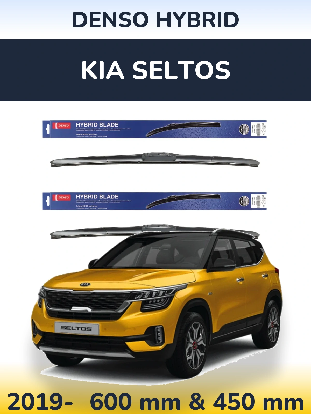 Komplet przednich wycieraczek Denso Hybrid 600 & 450 mm do KIA Seltos 2019-2026