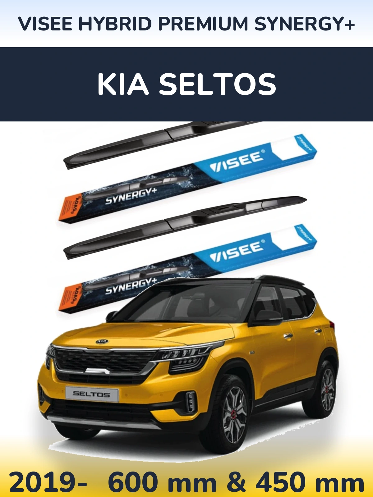 Комплект передних дворников VISEE HYBRID PREMIUM SYNERGY+ 600 & 450 мм для KIA Seltos 2019-2026