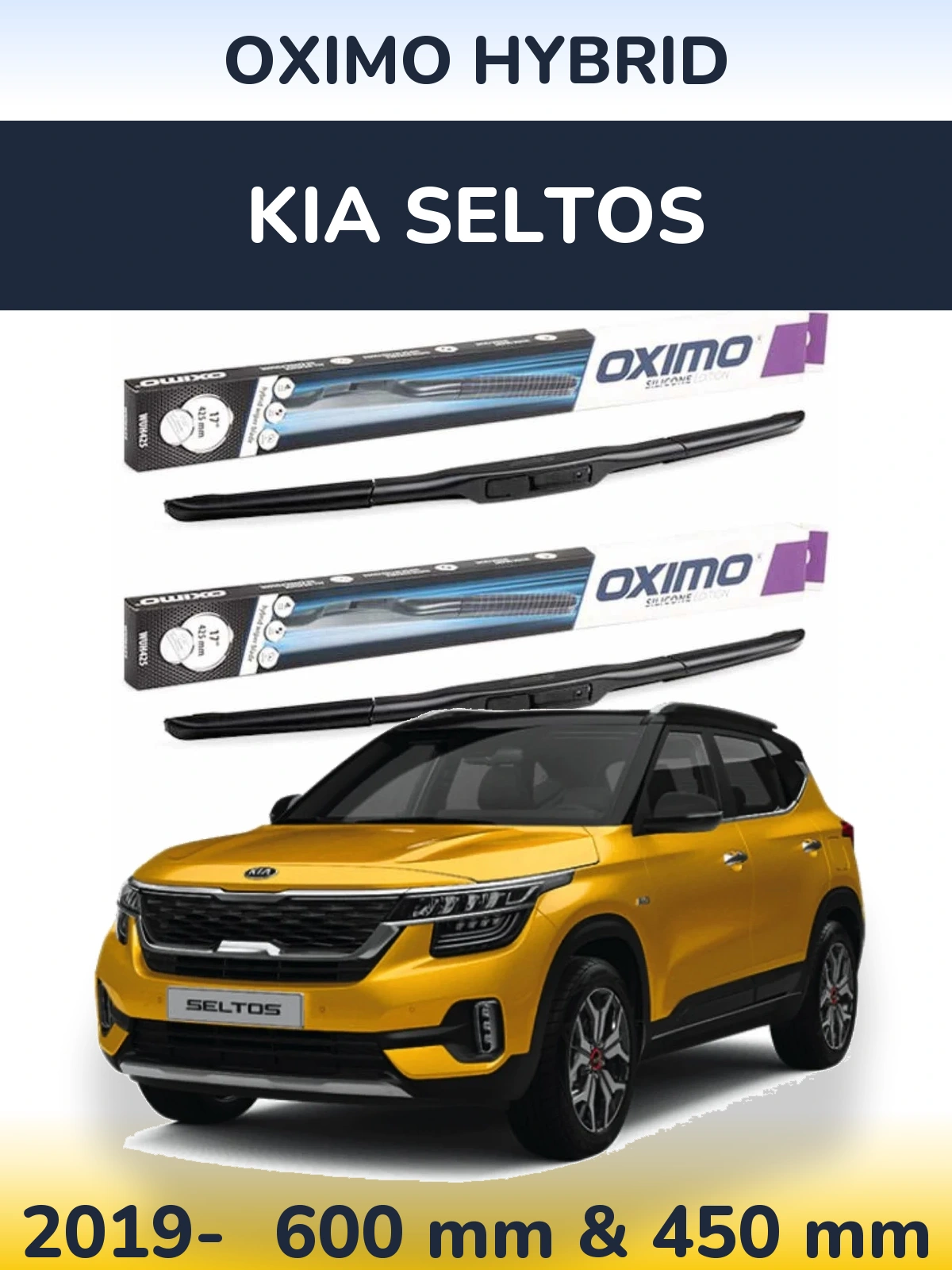 Komplet przednich wycieraczek Oximo Hybrid 600 & 450 mm do KIA Seltos 2019-2026