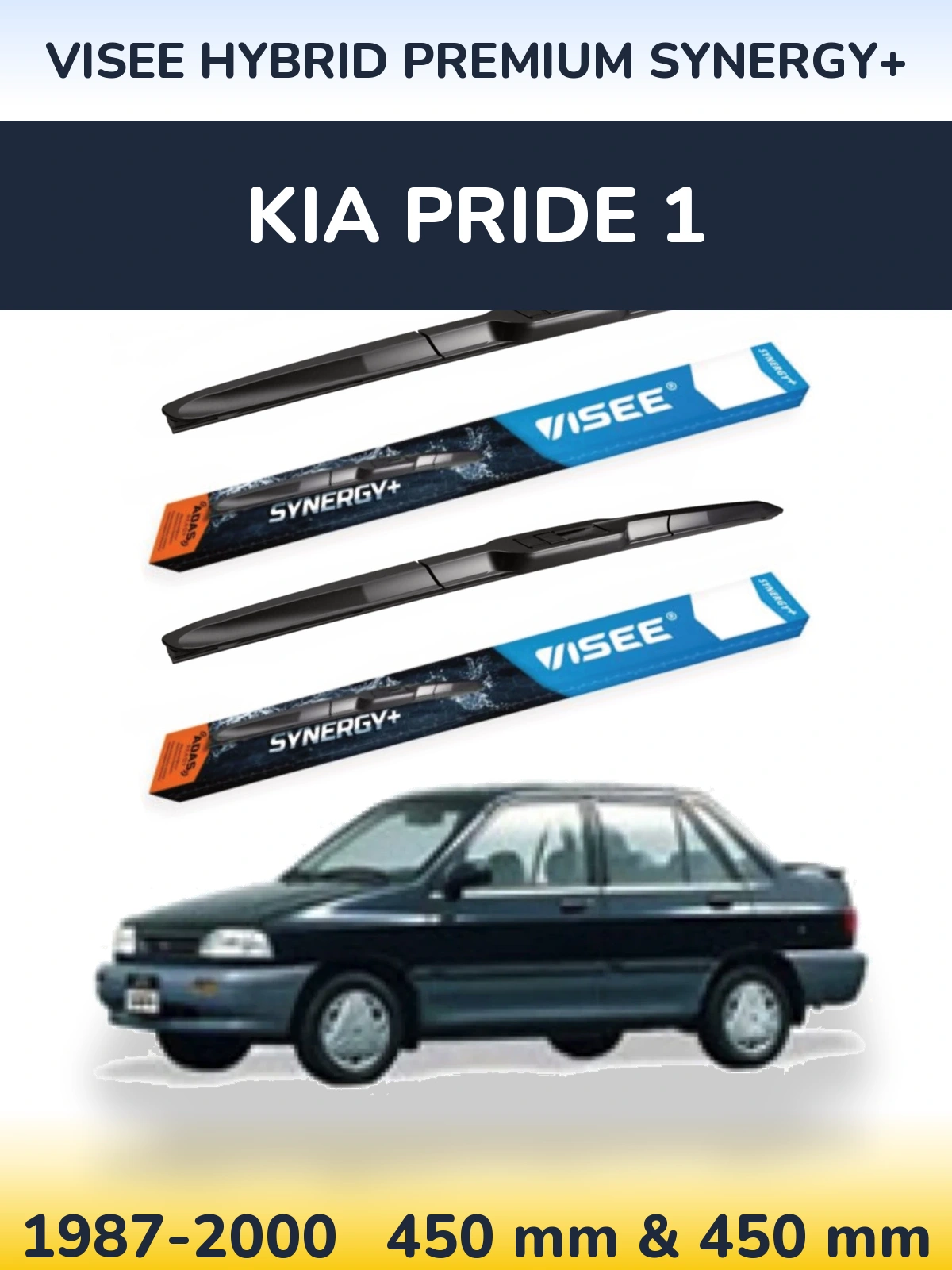 Комплект передних дворников VISEE HYBRID PREMIUM SYNERGY+ 450 & 450 мм для KIA Pride 1 1987-2000