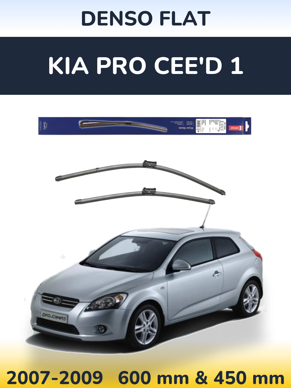 Komplet przednich wycieraczek Denso Flat 600 & 450 mm do KIA Pro Cee'd 1 2007-2009