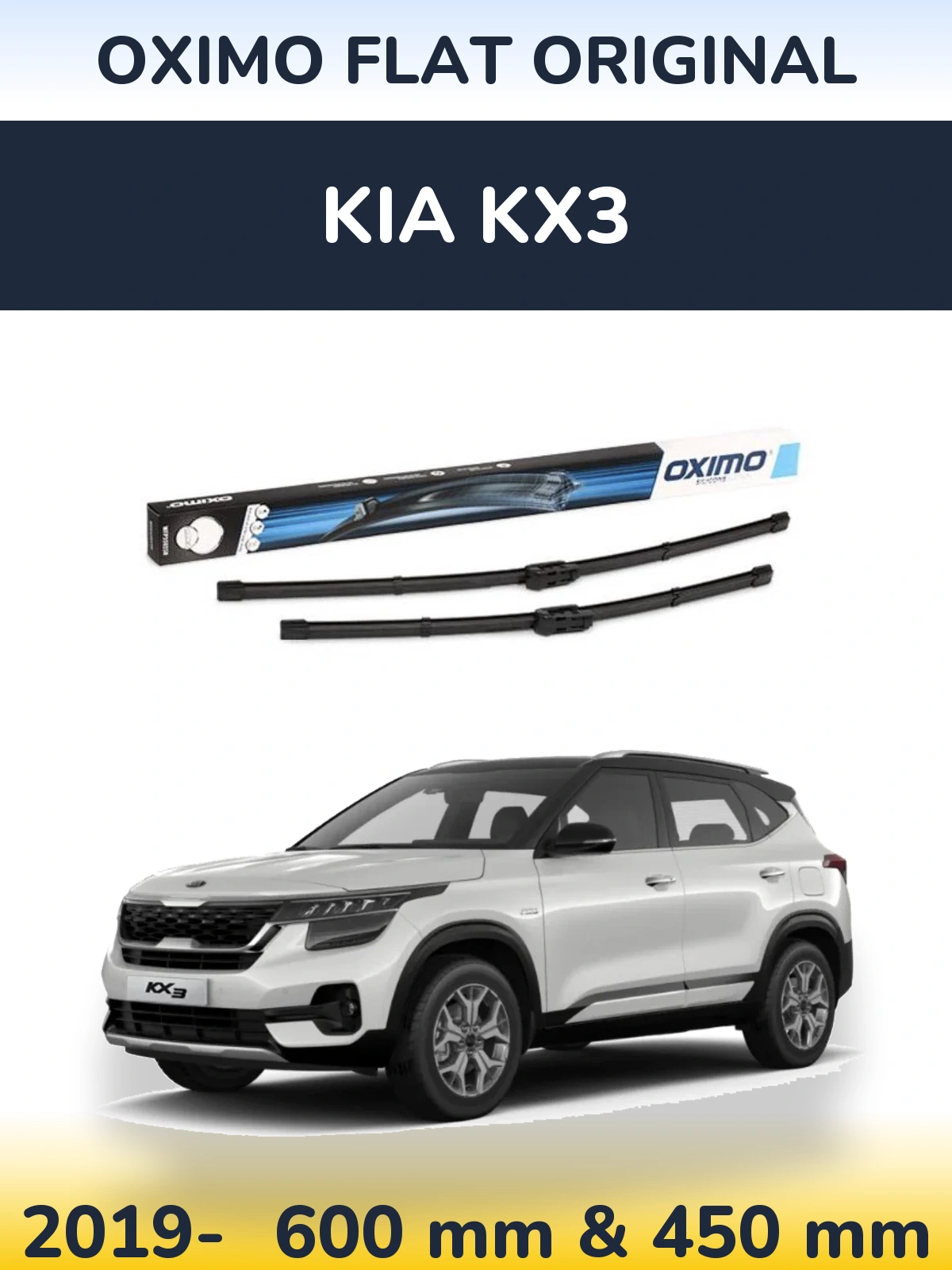 Комплект передних дворников Oximo Flat Original 600 & 450 мм для KIA KX3 2019-2026