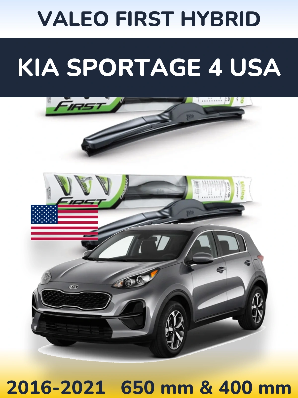 Komplet przednich wycieraczek Valeo First Hybrid 650 & 400 mm do KIA Sportage 4 USA 2016-2021