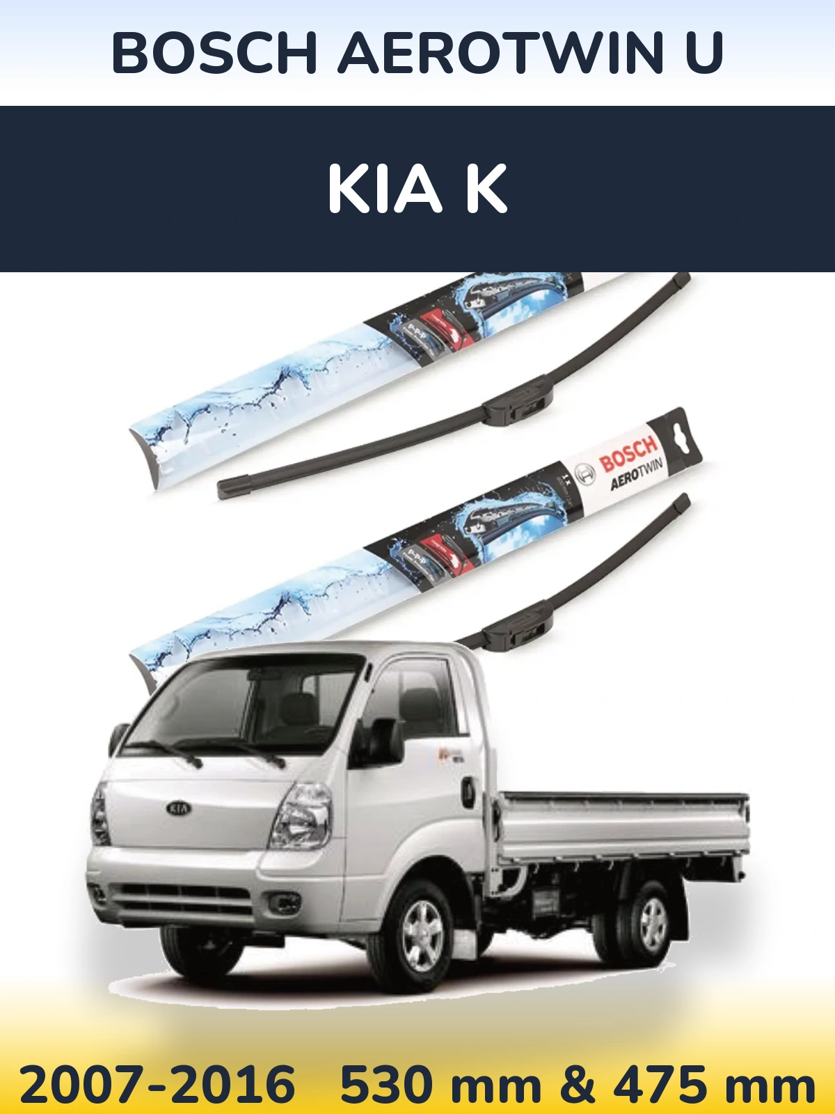 Komplet przednich wycieraczek BOSCH AeroTwin U 530 & 475 mm do KIA K 2007-2016