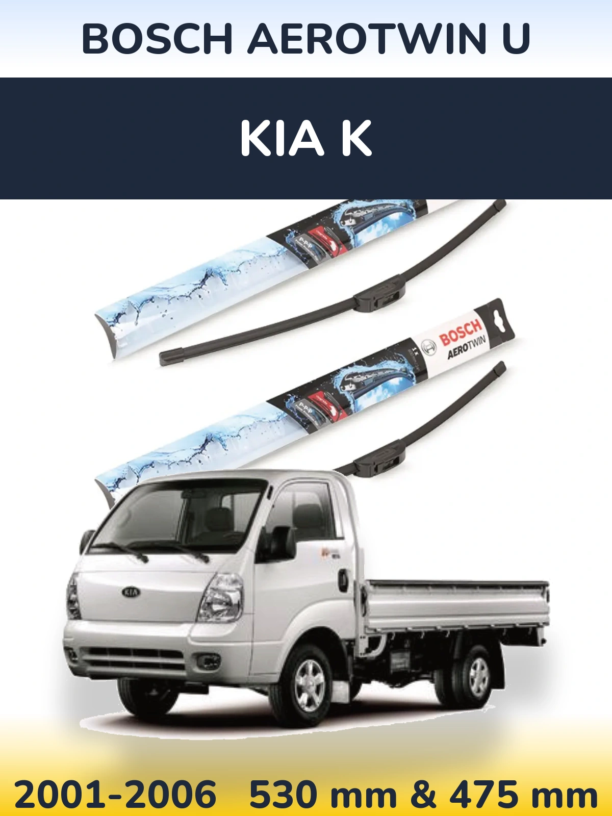 Komplet przednich wycieraczek BOSCH AeroTwin U 530 & 475 mm do KIA K 2001-2006