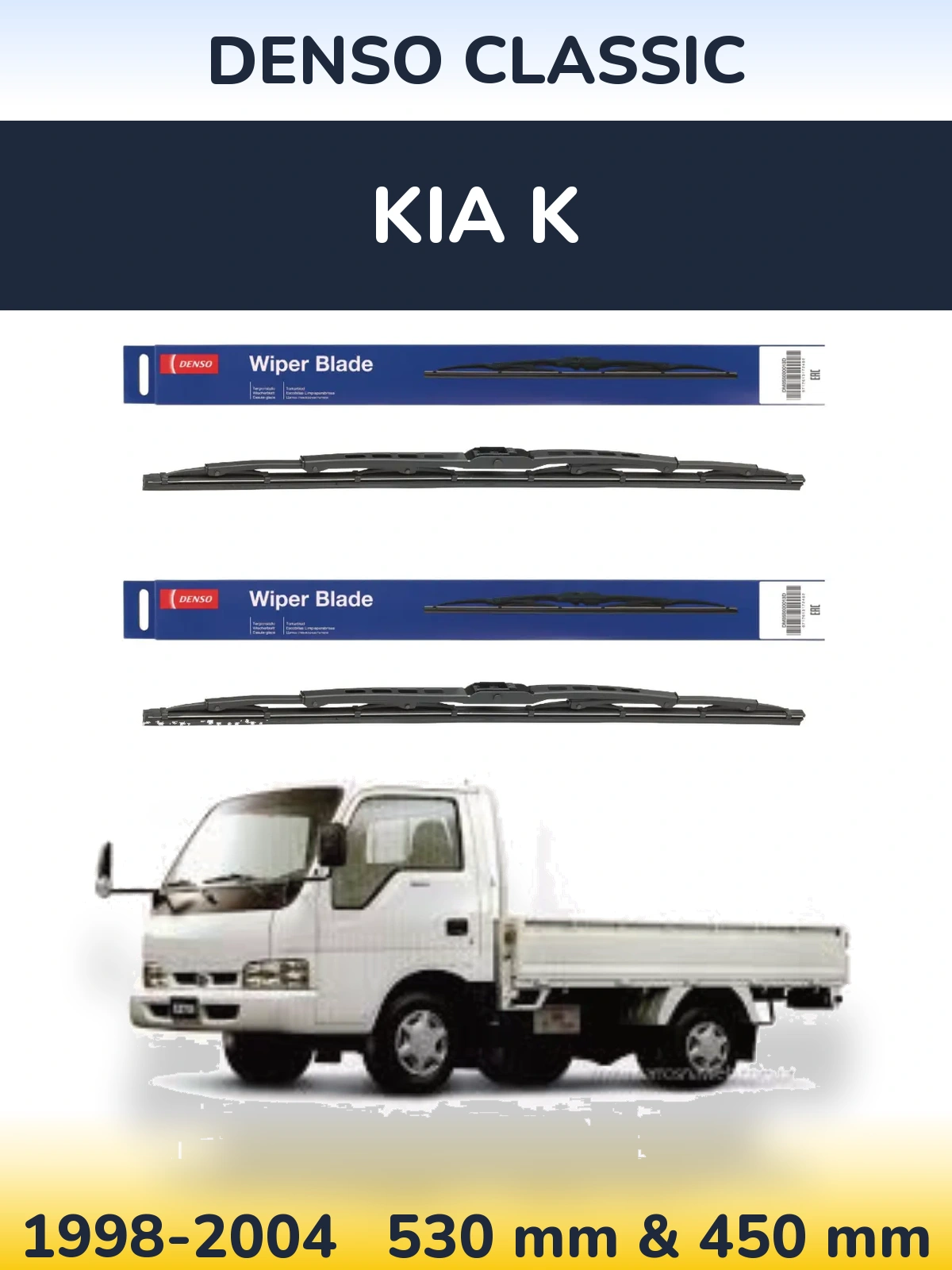 Front wiper blade set Denso Classic 530 & 450 mm for KIA K 1998-2004