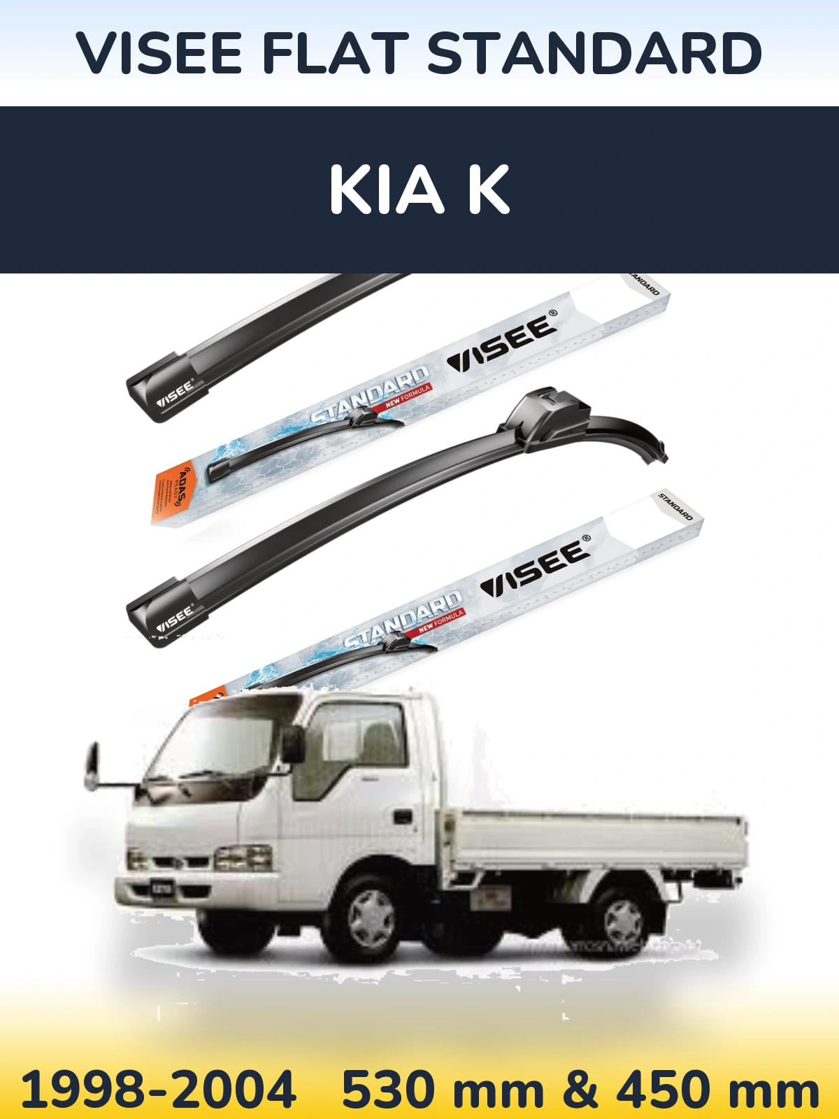 Komplet przednich wycieraczek VISEE FLAT STANDARD 530 & 450 mm do KIA K 1998-2004