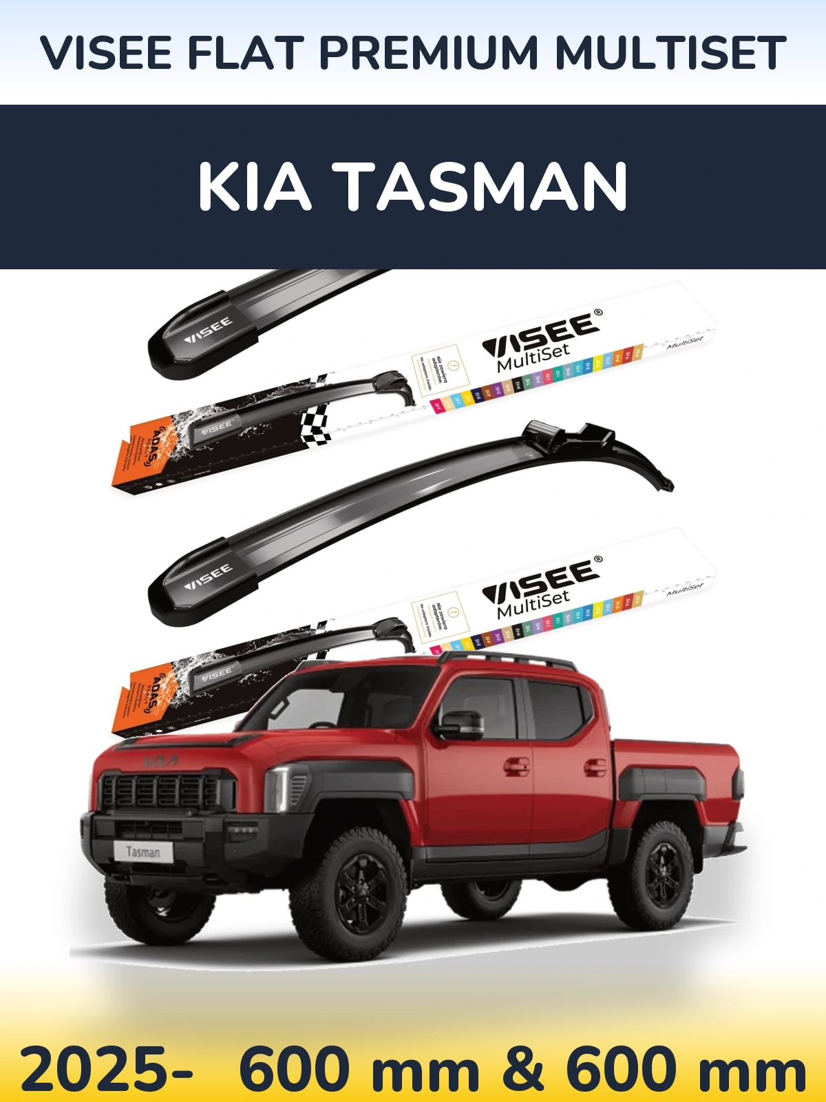 Komplet przednich wycieraczek VISEE FLAT PREMIUM MultiSet 600 & 600 mm do KIA Tasman 2025-2026