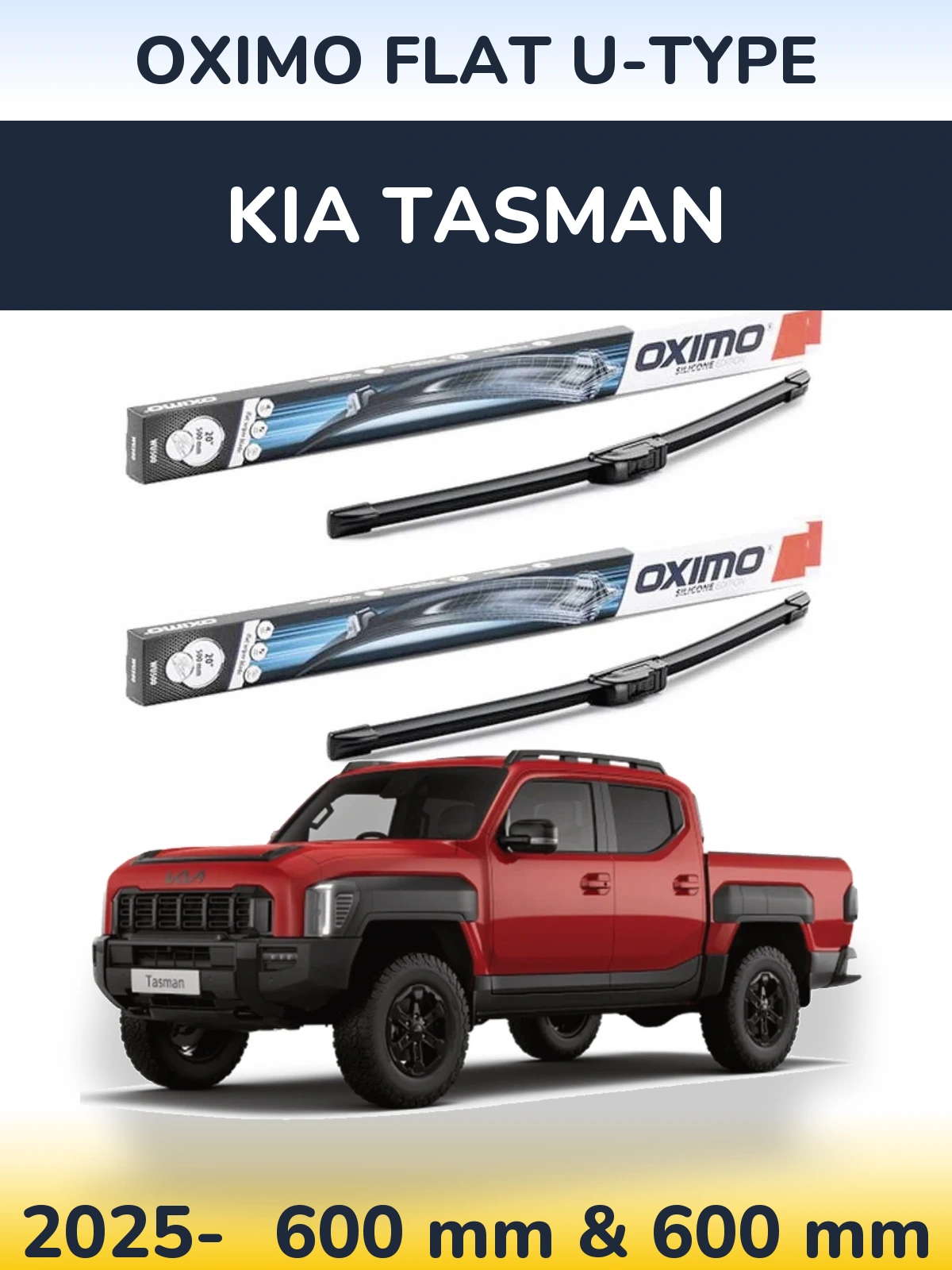 Комплект передних дворников Oximo Flat U-type 600 & 600 мм для KIA Tasman 2025-2026