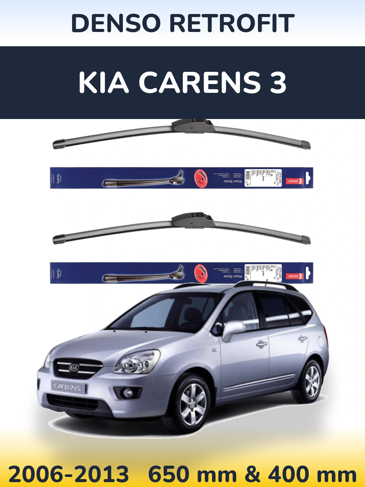 Komplet przednich wycieraczek Denso Retrofit 650 & 400 mm do KIA Carens 3 2006-2013