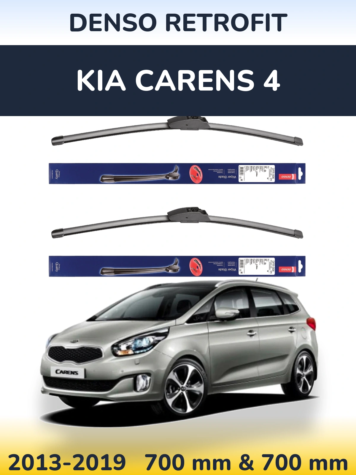 Front wiper blade set Denso Retrofit 700 & 700 mm for KIA Carens 4 2013-2019