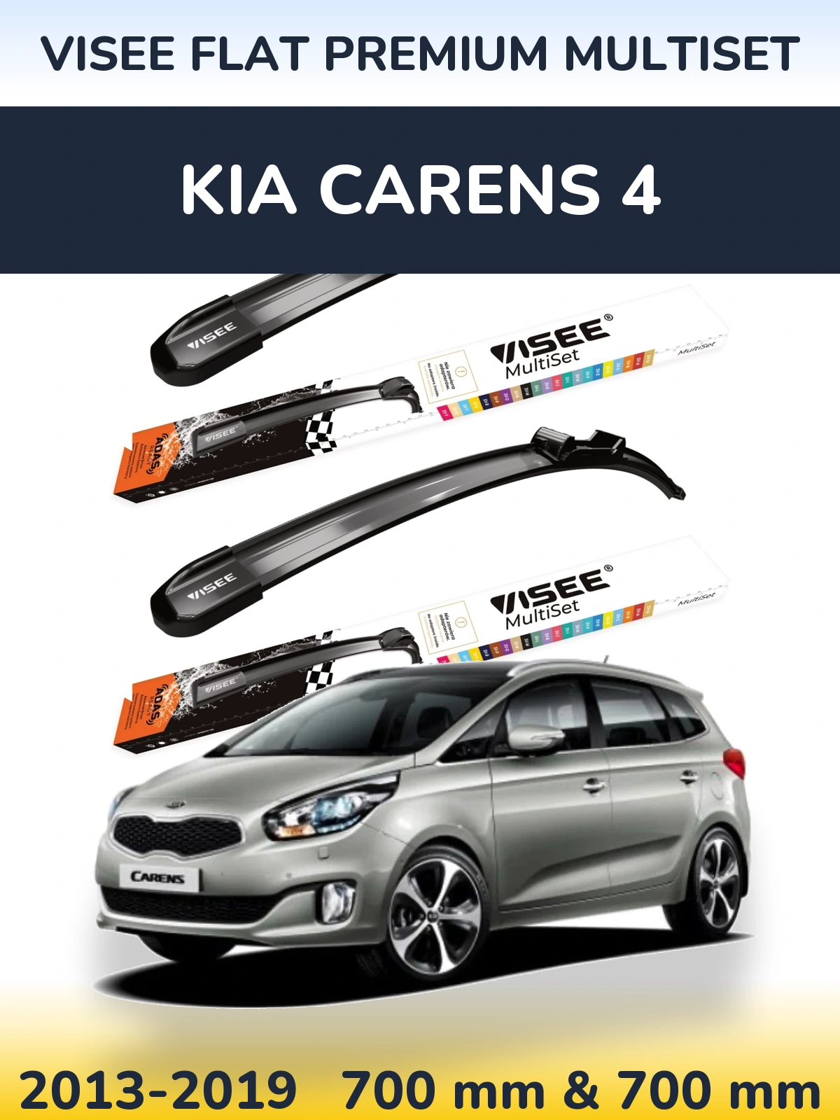 Komplet przednich wycieraczek VISEE FLAT PREMIUM MultiSet 700 & 700 mm do KIA Carens 4 2013-2019