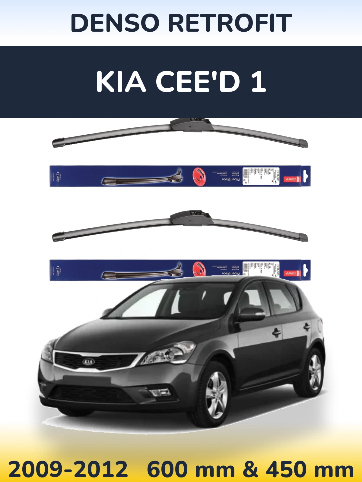 Komplet przednich wycieraczek Denso Retrofit 600 & 450 mm do KIA Cee'd 1 2009-2012