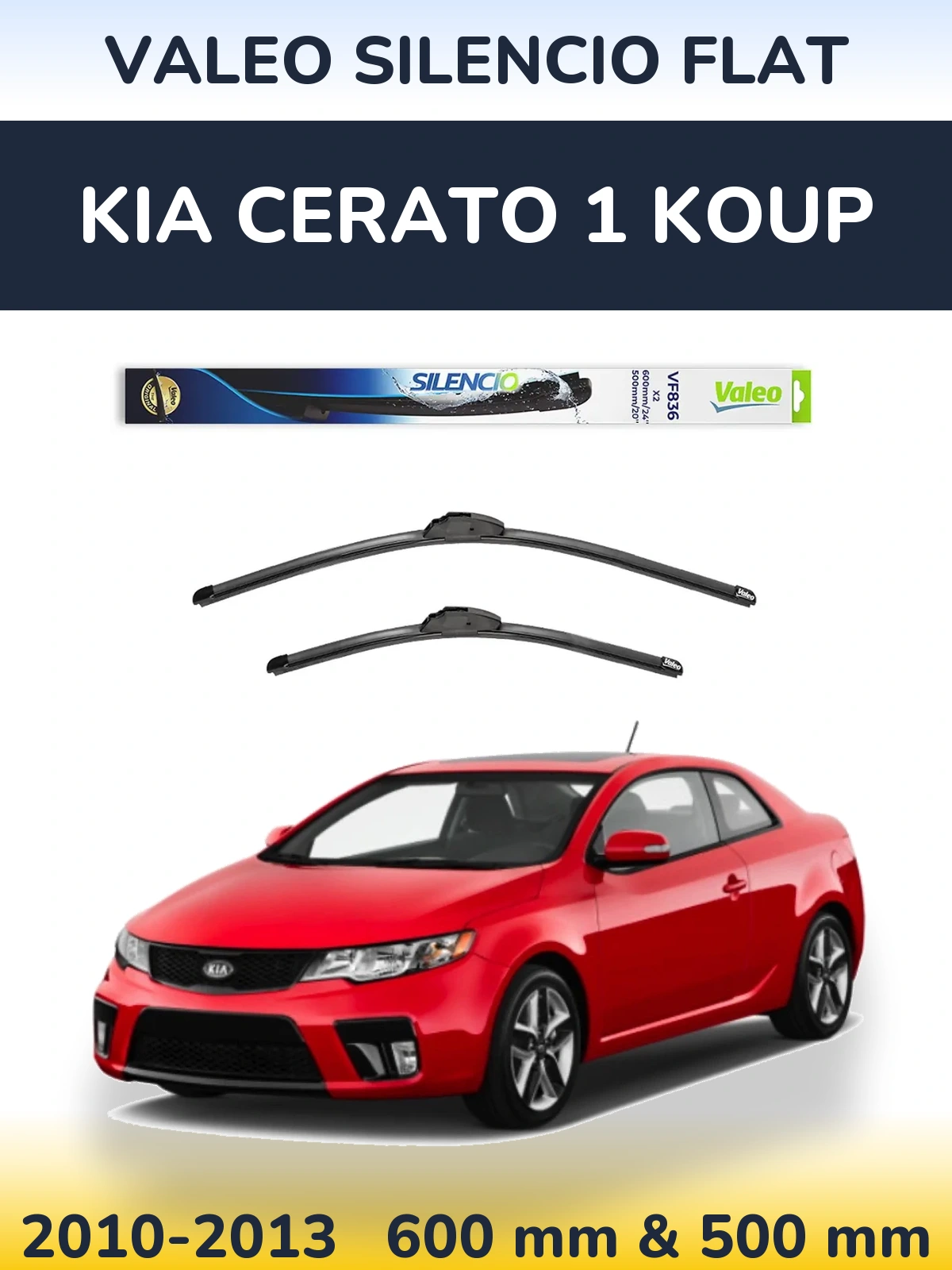 Комплект передних дворников Valeo Silencio Flat 600 & 500 мм для KIA Cerato 1 Koup 2010-2013