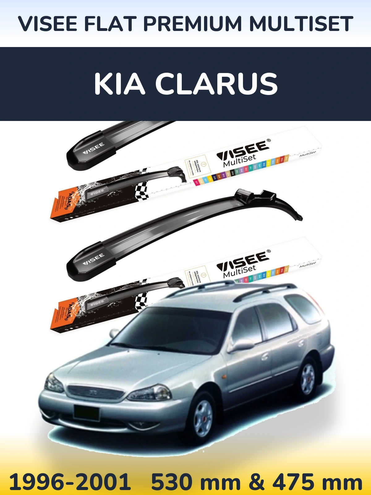 Komplet przednich wycieraczek VISEE FLAT PREMIUM MultiSet 530 & 475 mm do KIA Clarus 1996-2001