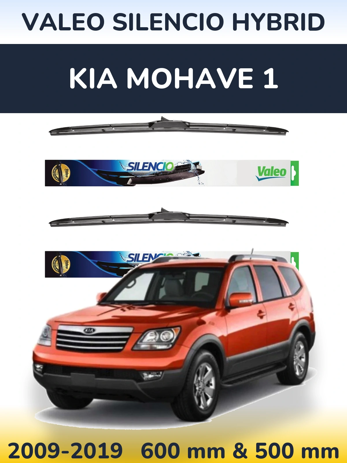 Комплект передних дворников Valeo Silencio Hybrid 600 & 500 мм для KIA Mohave 1 2009-2019