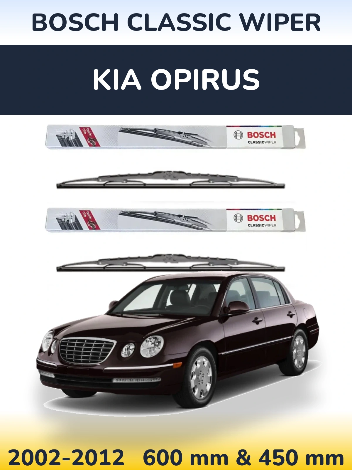 Komplet przednich wycieraczek BOSCH Classic Wiper 600 & 450 mm do KIA Opirus 2002-2012