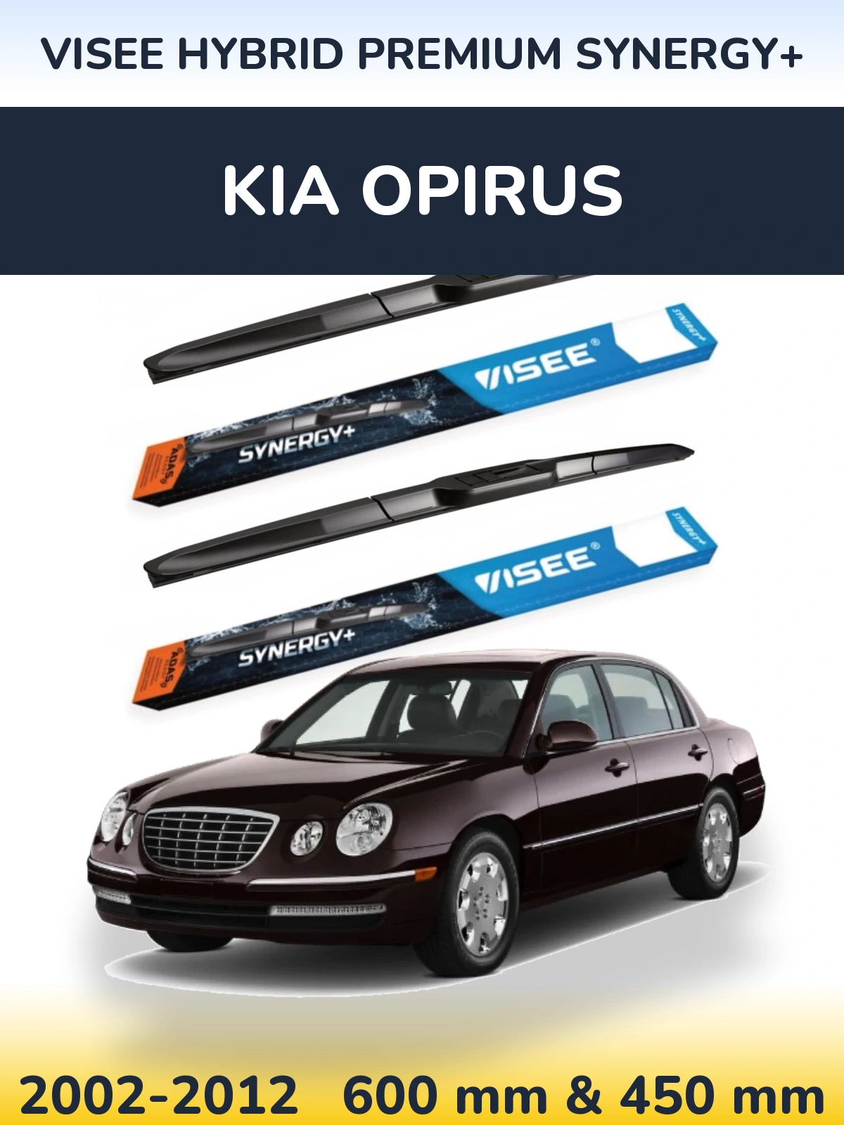 Комплект передних дворников VISEE HYBRID PREMIUM SYNERGY+ 600 & 450 мм для KIA Opirus 2002-2012