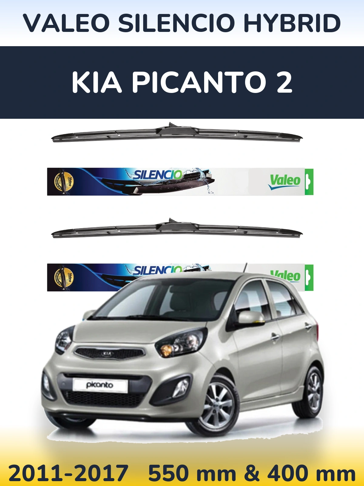 Комплект передних дворников Valeo Silencio Hybrid 550 & 400 мм для KIA Picanto 2 2011-2017