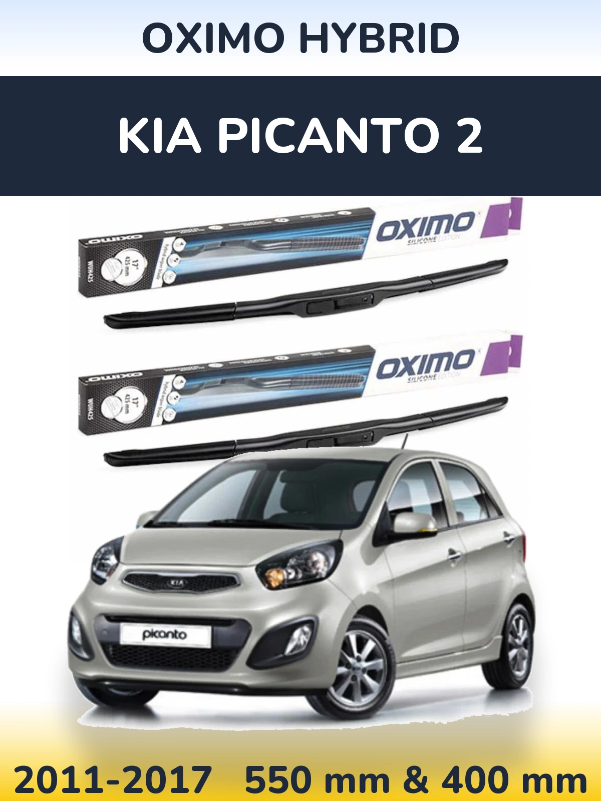 Комплект передних дворников Oximo Hybrid 550 & 400 мм для KIA Picanto 2 2011-2017