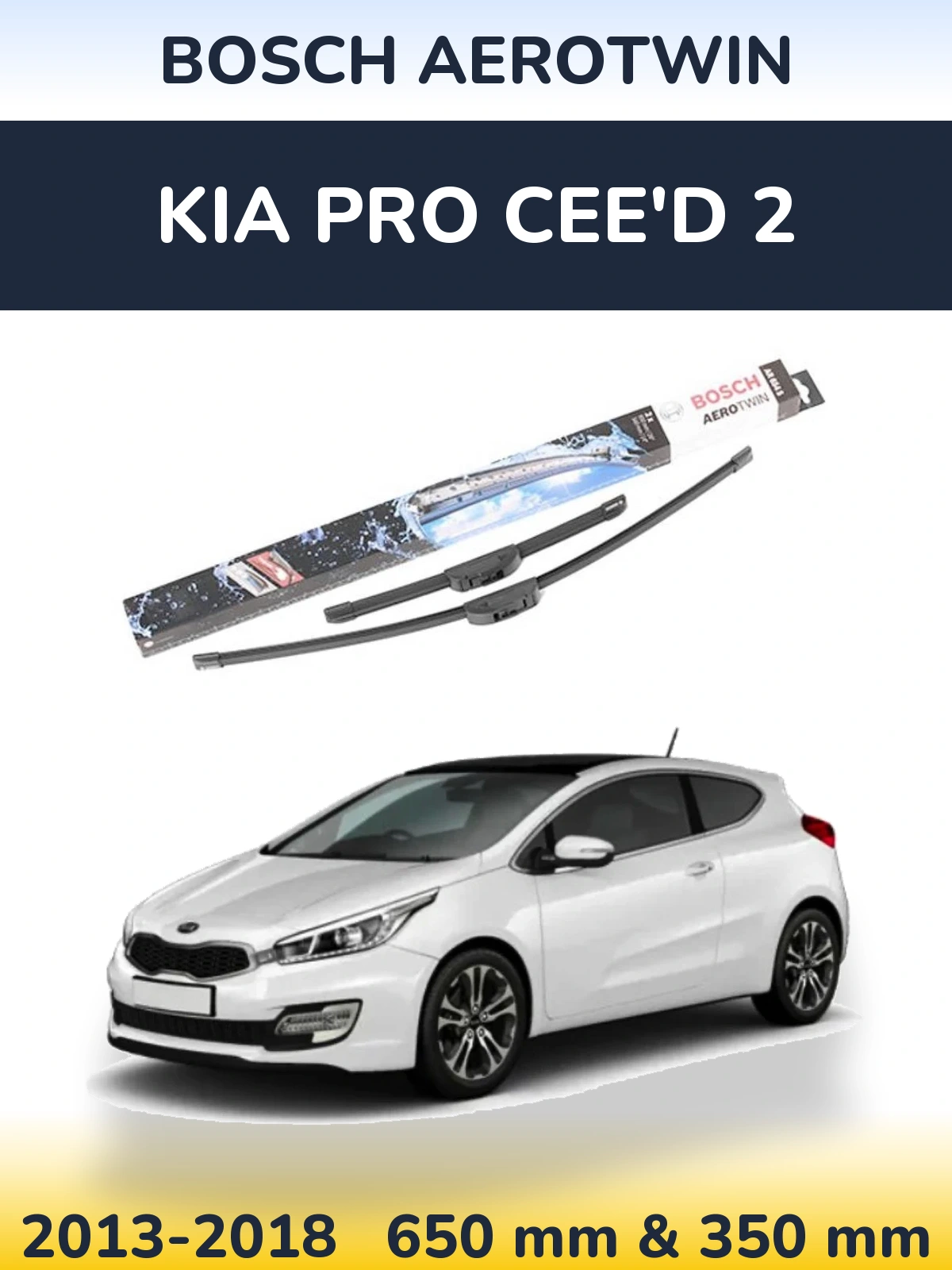 Komplet przednich wycieraczek BOSCH AeroTwin 650 & 350 mm do KIA Pro Cee'd 2 2013-2018